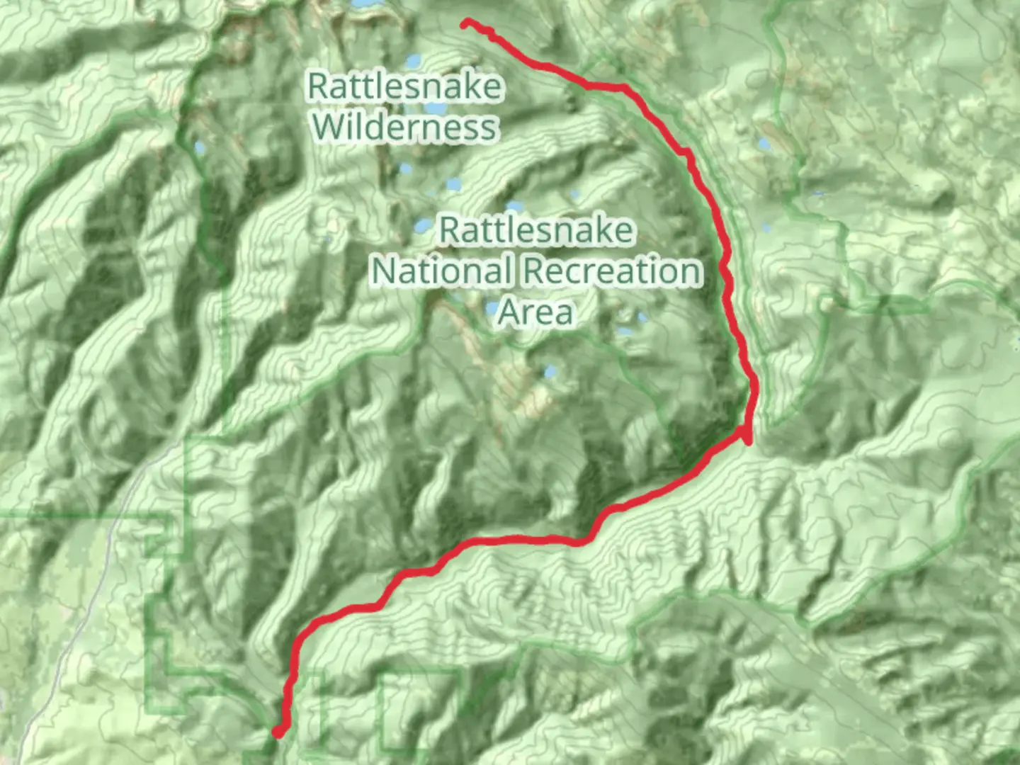 An image depicting the trail Wrangle Creek via Rattlesnake Trail and its surrounding area.