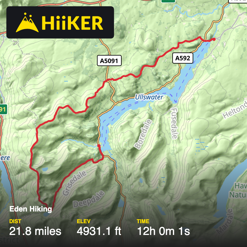 A map preview of the recording Eden Hiking.
