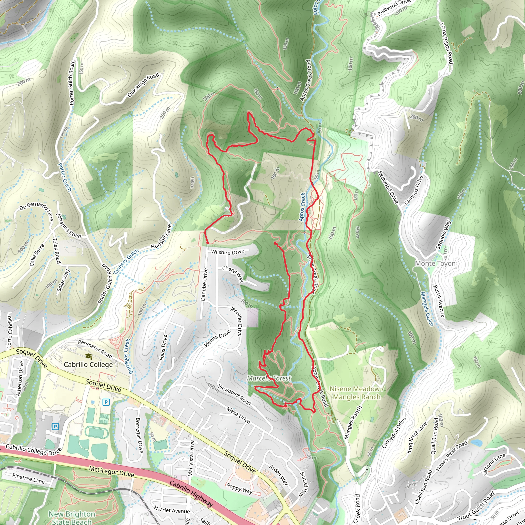 Vienna Woods and Aptos Rancho Loop Trail mobile static map