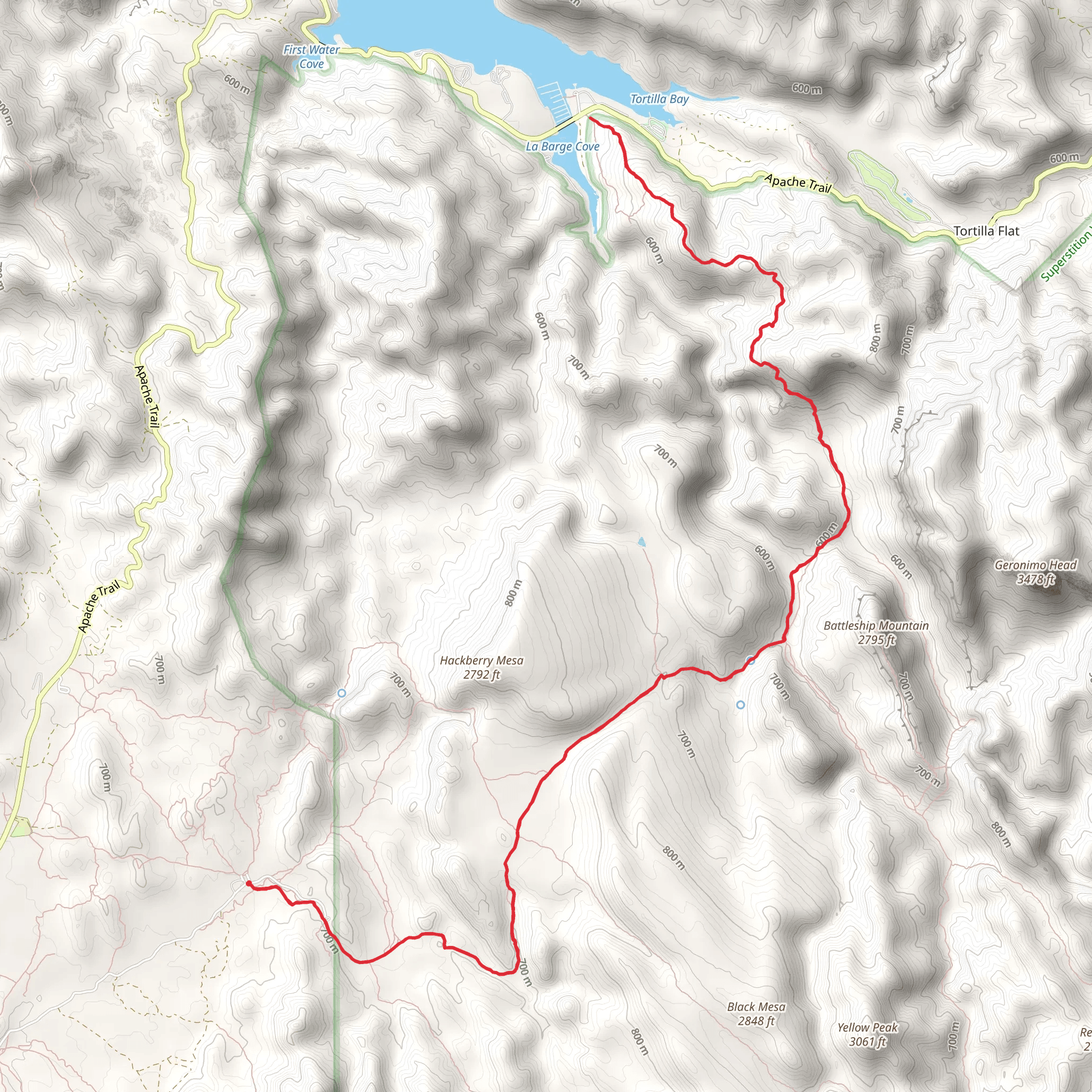 Dutchman and Boulder Canyon Trail mobile static map