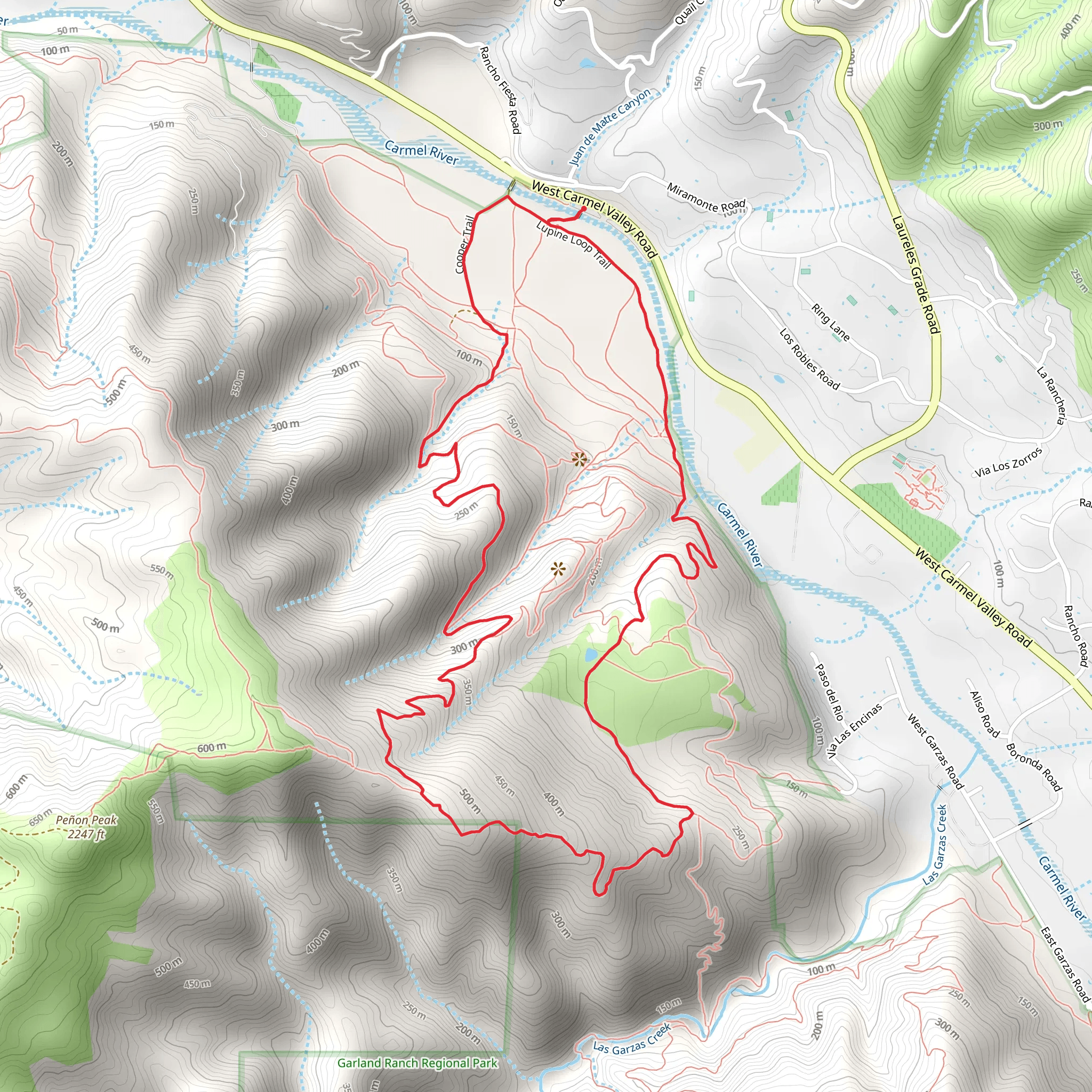 Cooper, Snively's Ridge and Lupine Loop Trail mobile static map