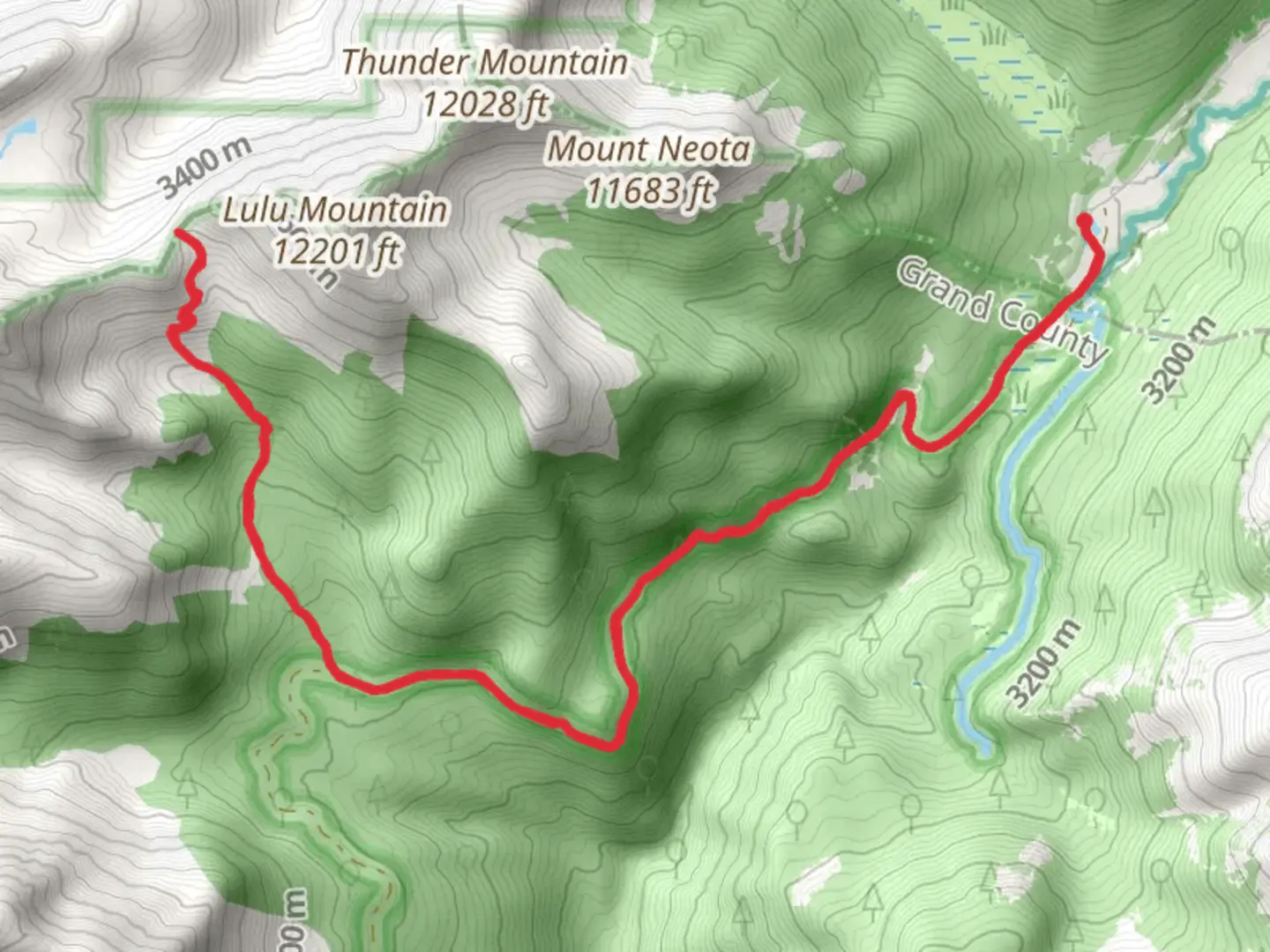 An image depicting the trail Thunder Pass via Grand Ditch Trail and its surrounding area.