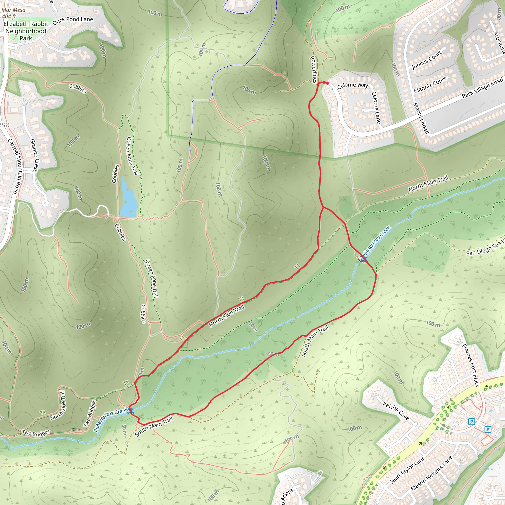 North and South Main Loop Trail mobile static map