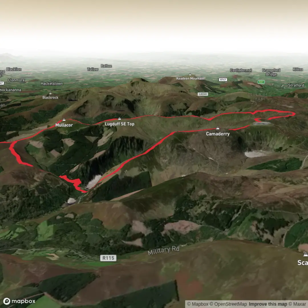 An image depicting the trail Wicklow - Glendalough Outer Loop and its surrounding area.