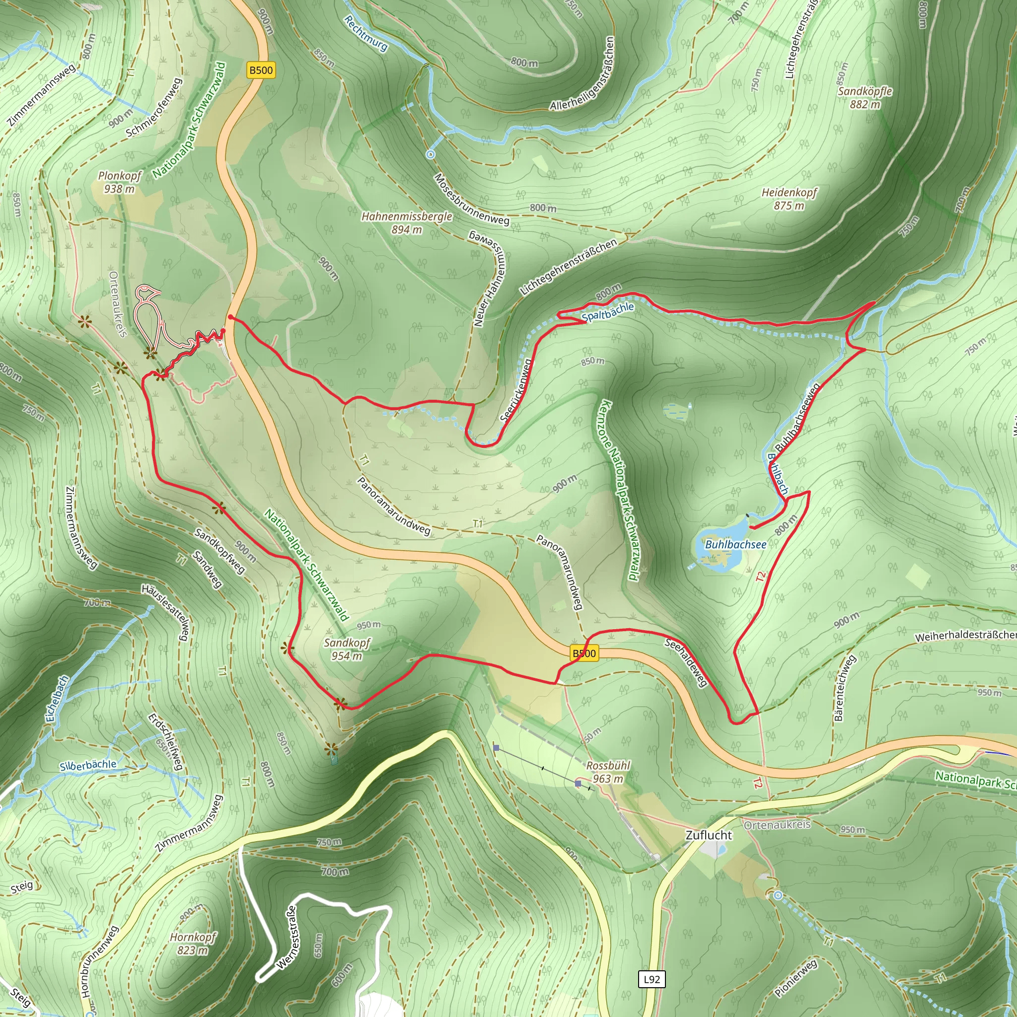 Baumgarten, Sandkopf and Buhlbachsee Loop mobile static map