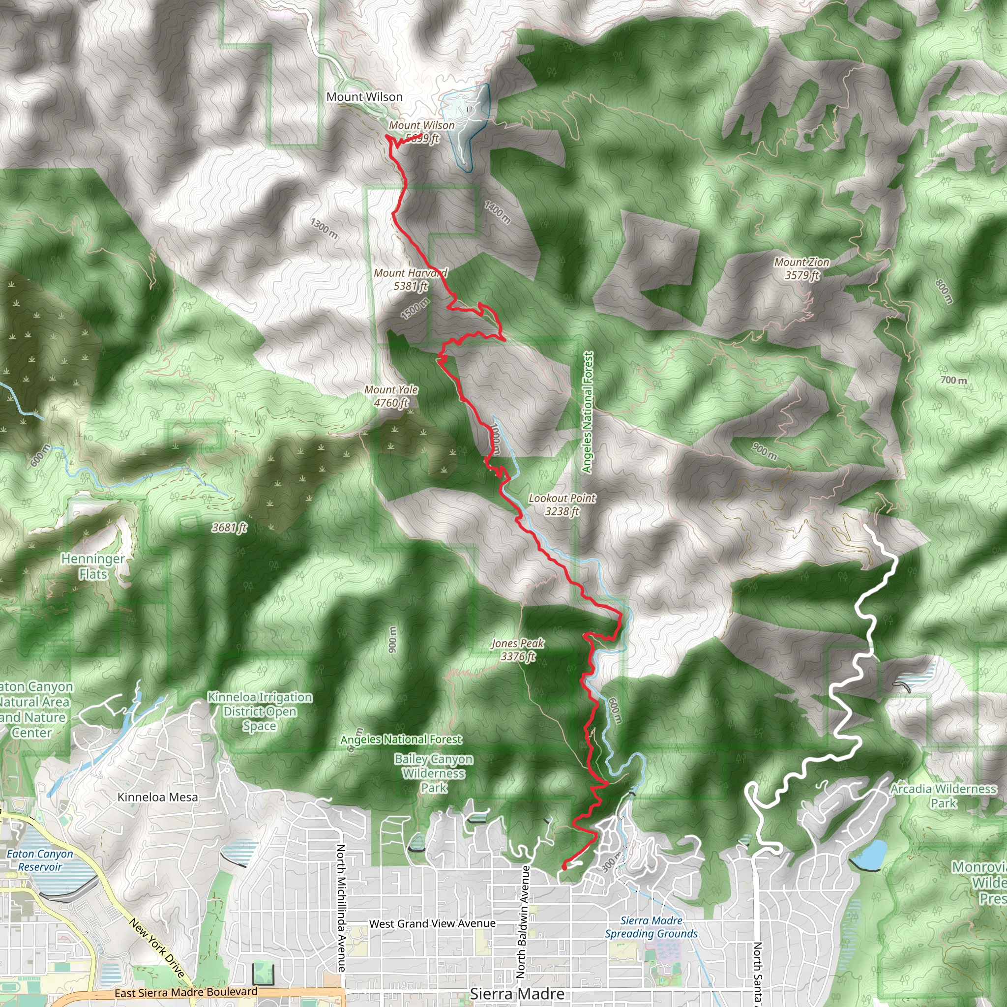 Mount Wilson Trail - Sierra Madre mobile static map