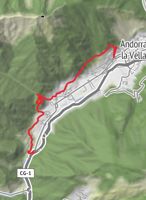 De Andorra la vella a la Margineda pel rec i St Vincenç d'Enclar  mobile static map