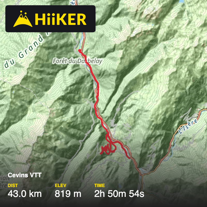 A map preview of the recording Cevins VTT.