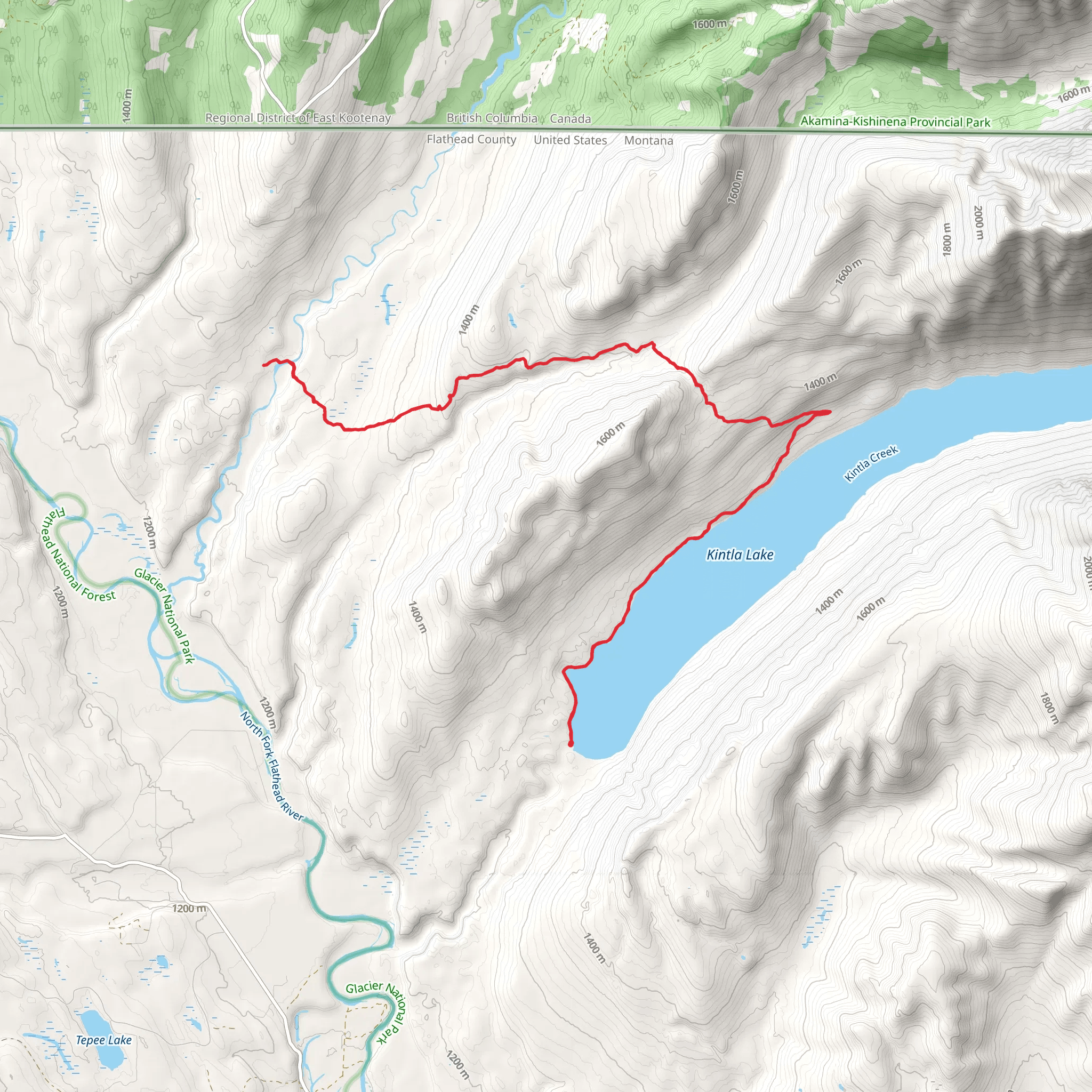 Kintla Fire Trail via Boulder Pass Trail mobile static map