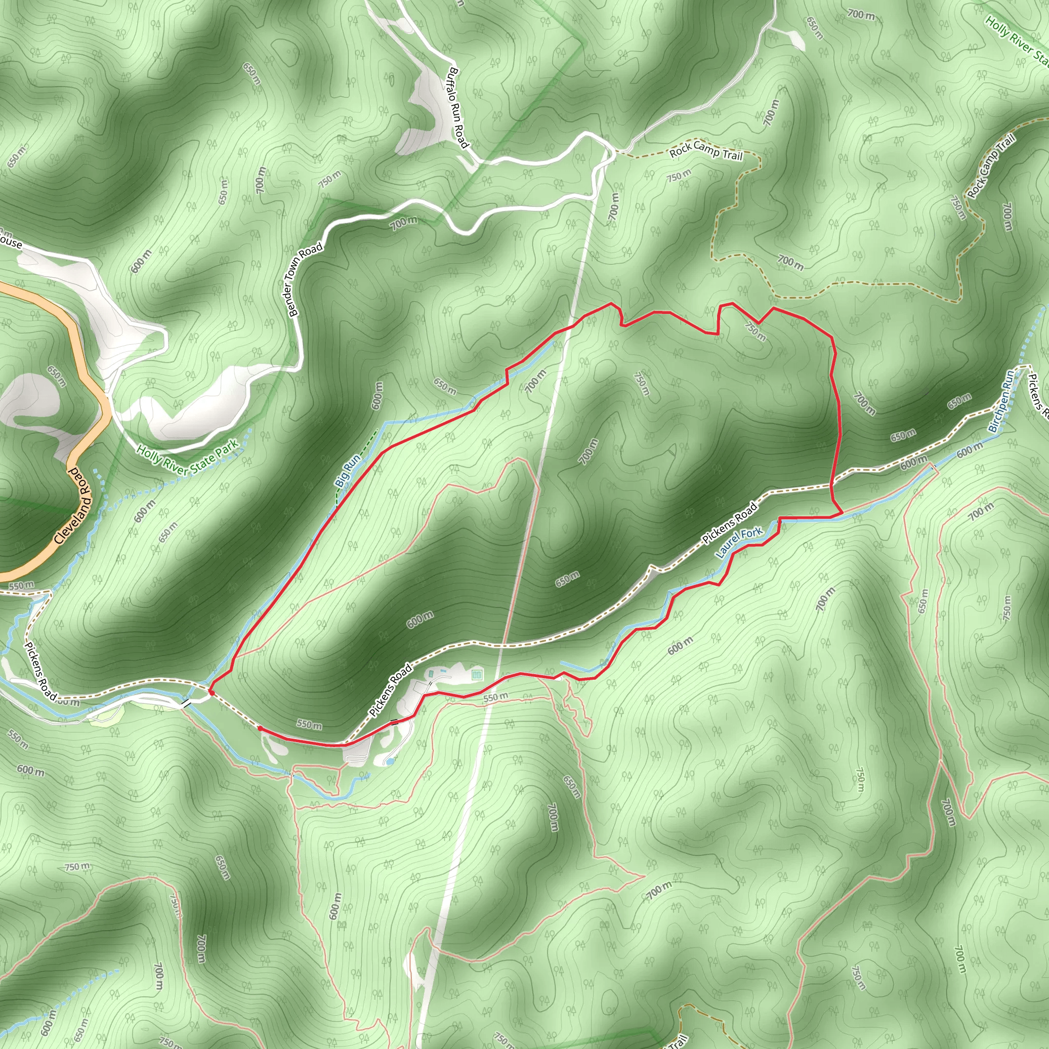 Laurel Fork and Reverie Trail mobile static map