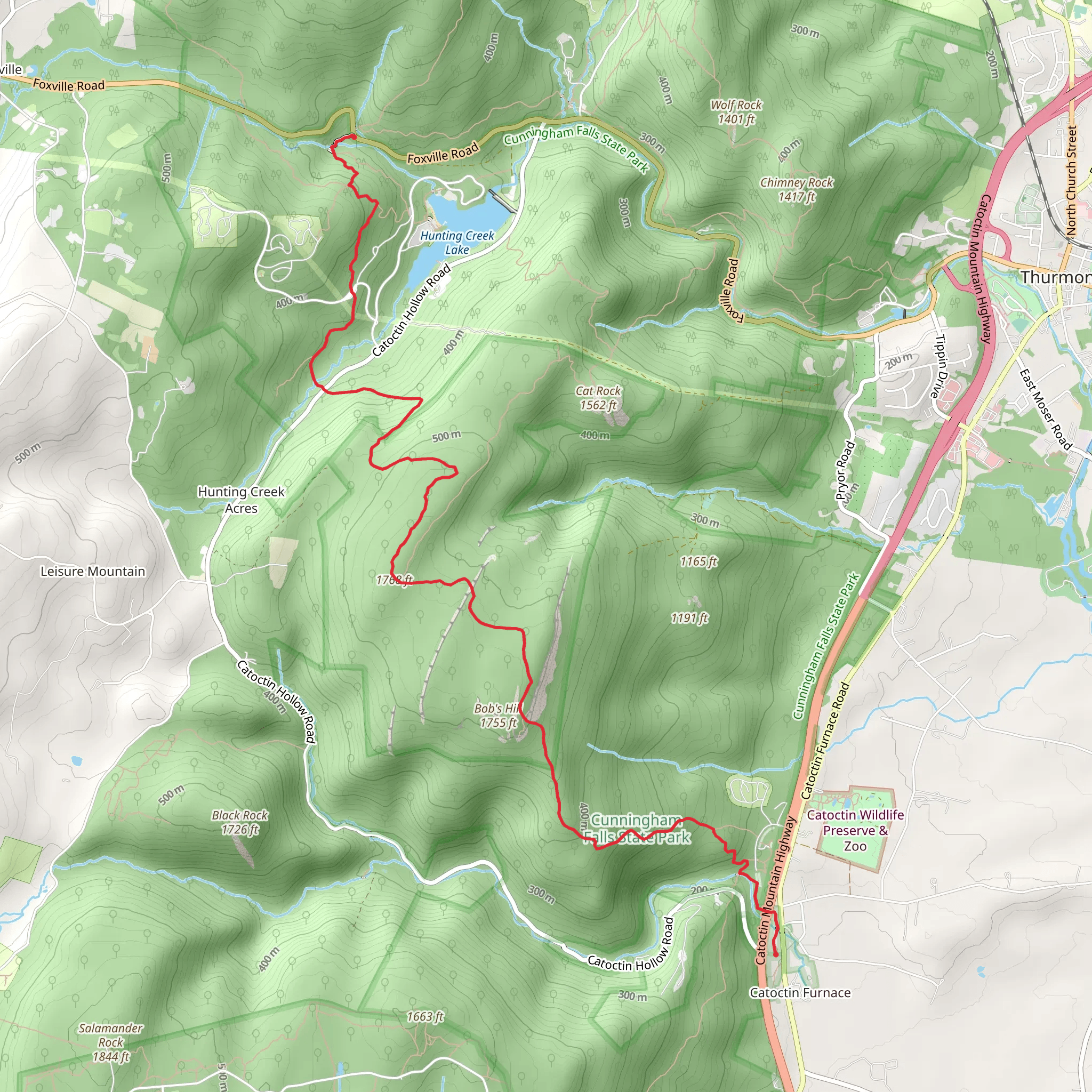 Bob's Hill and Cliff Trail mobile static map