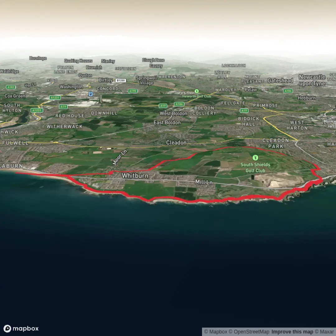 An image depicting the trail Whitburn, Seaburn, Quarry, Cleadon Hills 2026 and its surrounding area.