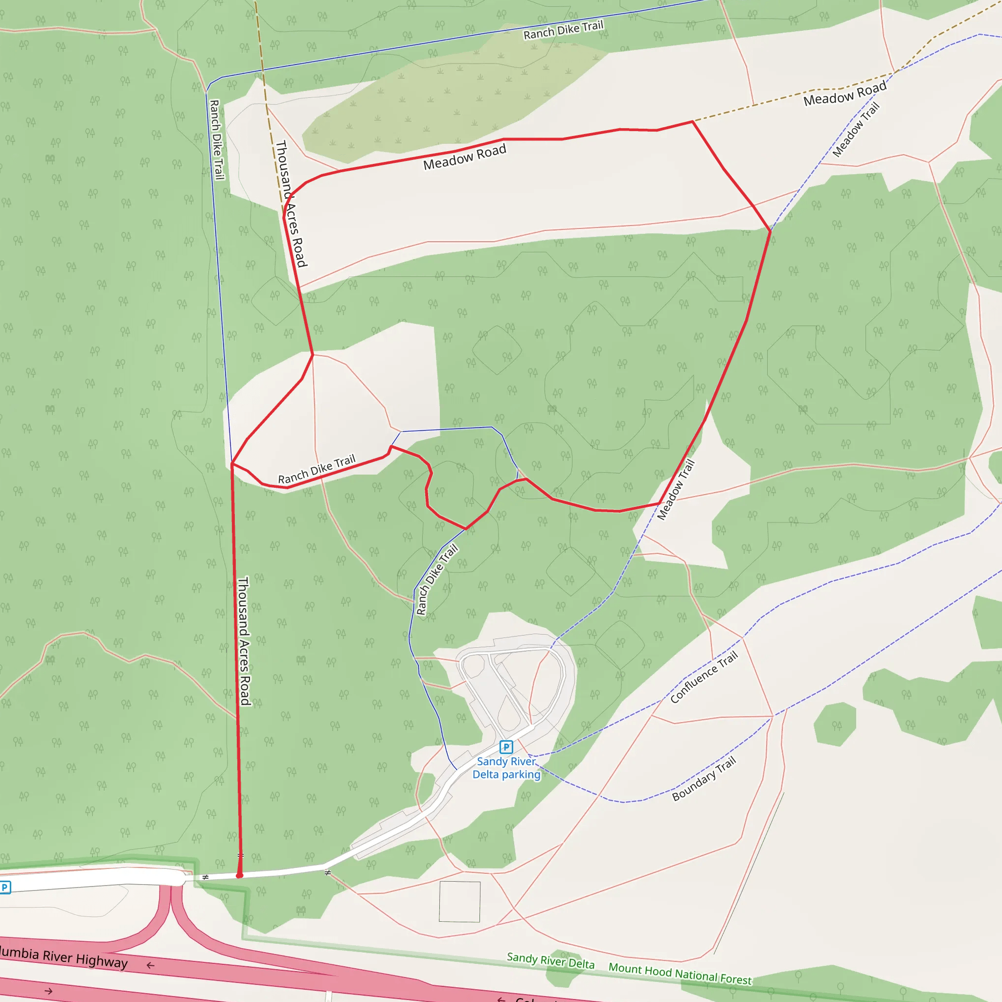Ranch Dike and Meadow Loop Trail mobile static map