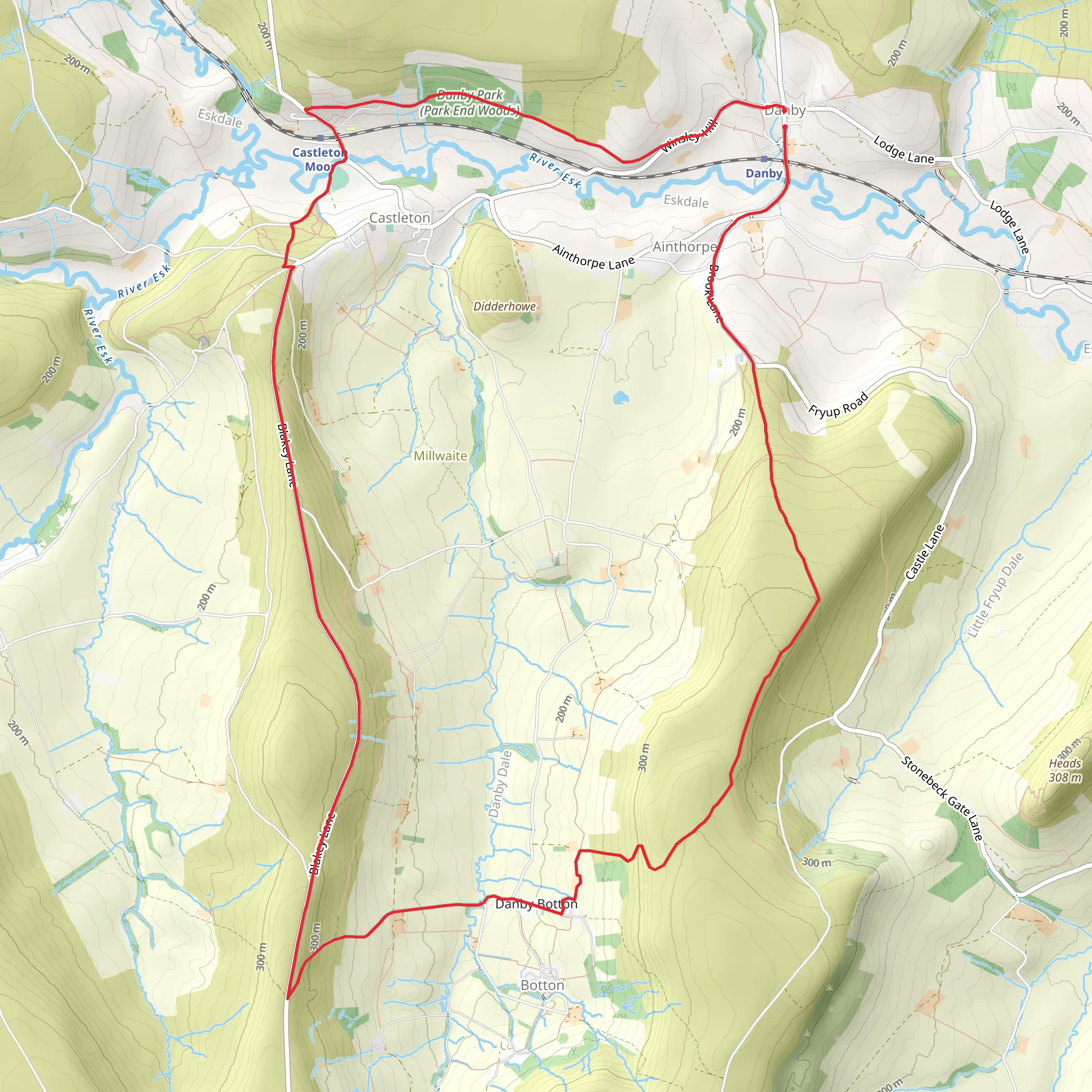 Danby - Castleton - Castleton Rigg - Danby Botton and Danby Rigg mobile static map