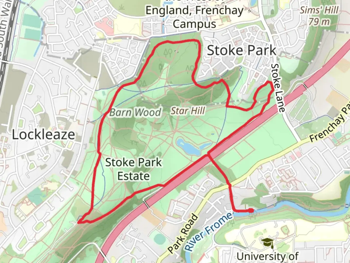 An image depicting the trail Stoke Park Estate and Hermitage Wood Loop and its surrounding area.