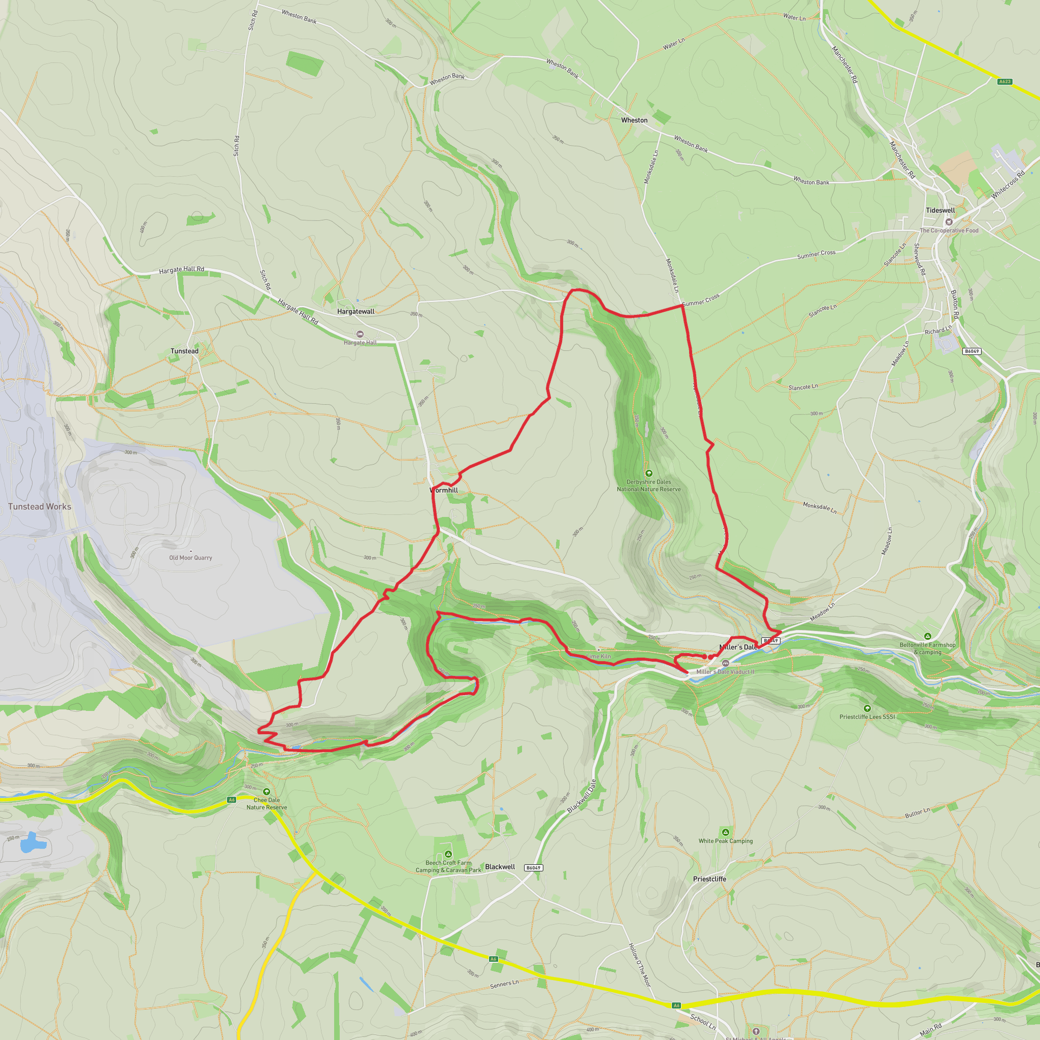 Miller's Dale, Chee Dale Stepping Stones and Limestone Way circular mobile static map