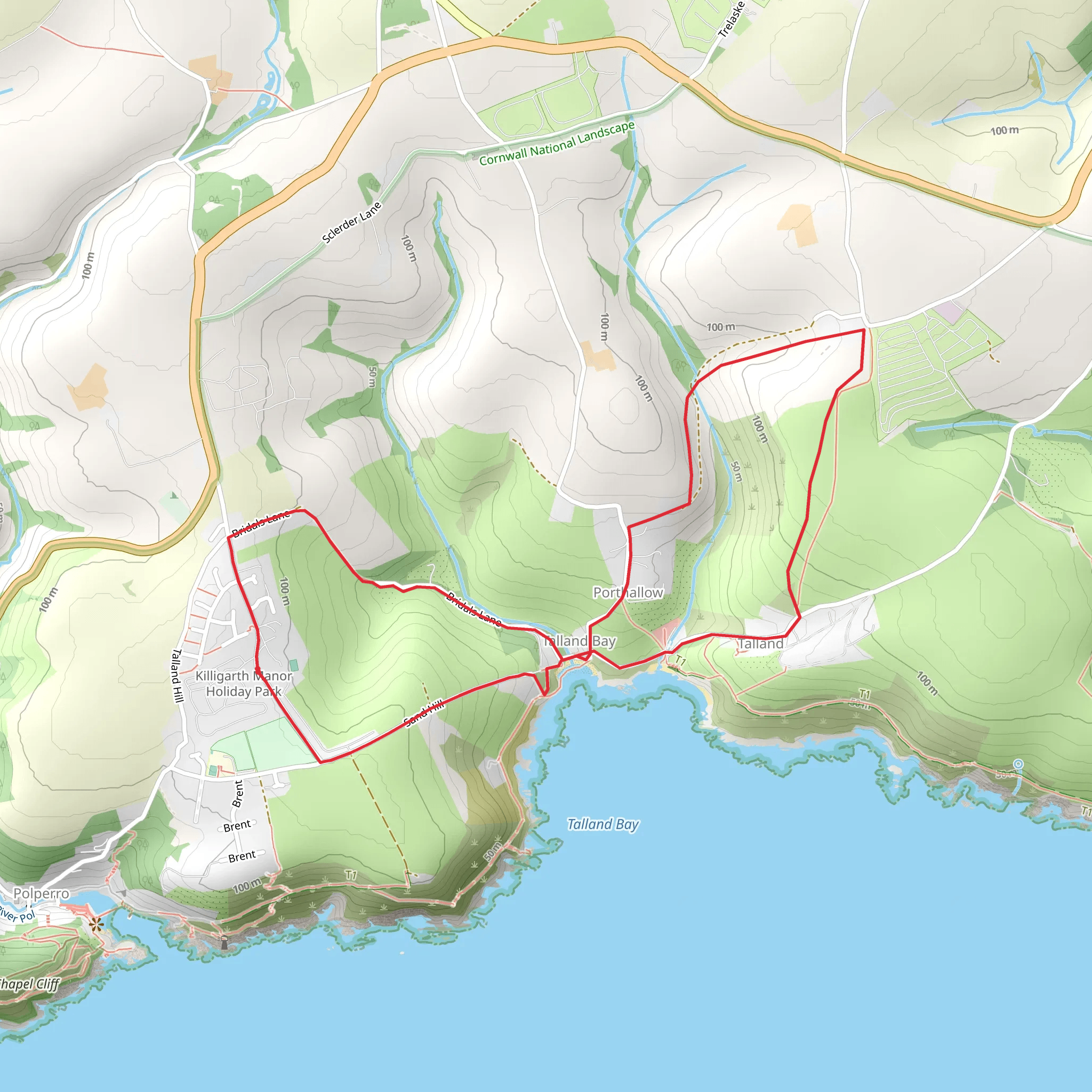 Killigarth to Talland Bay and Tencreek Walk mobile static map