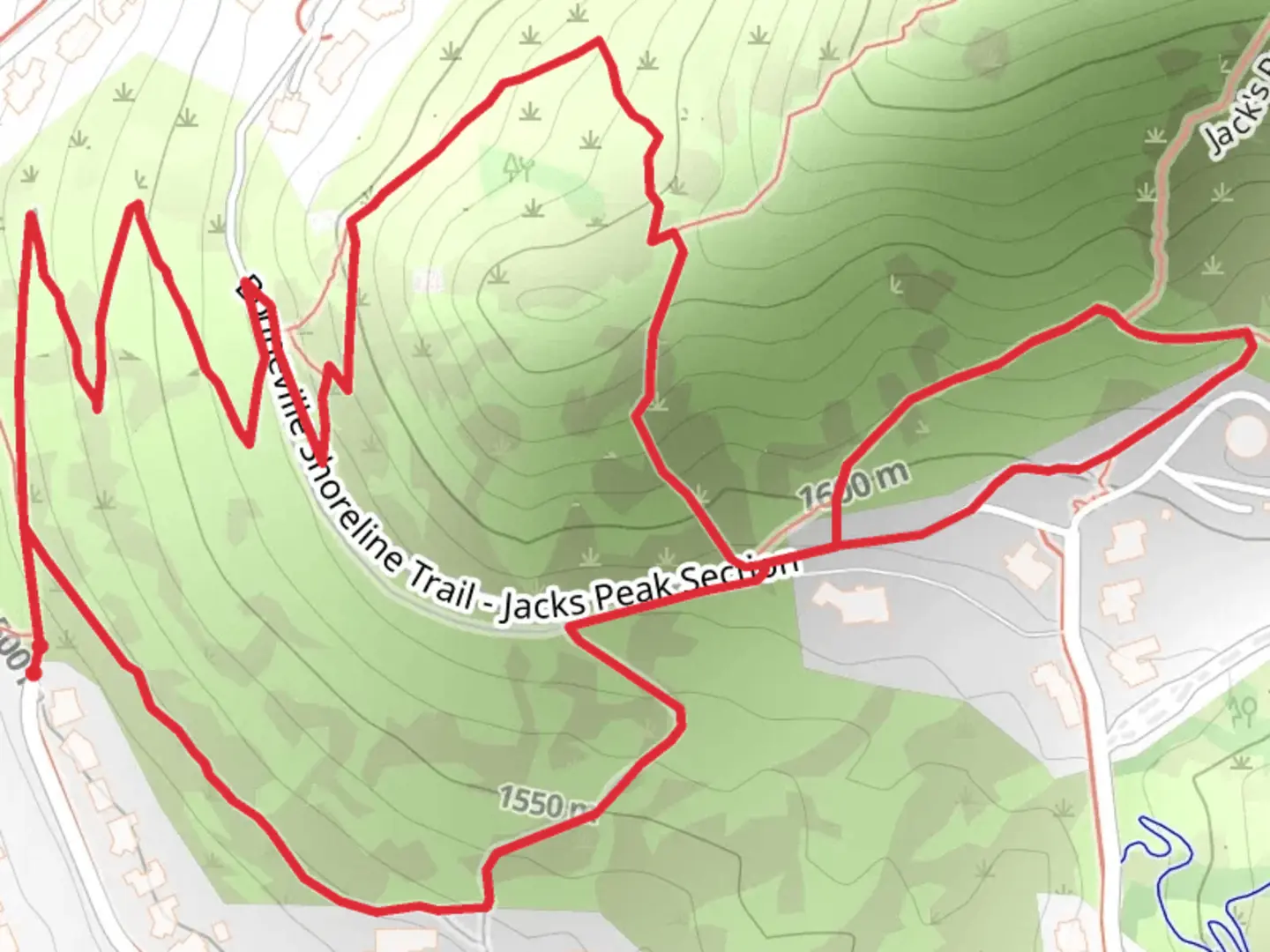An image depicting the trail Jacks Peak Alternate Trail and its surrounding area.