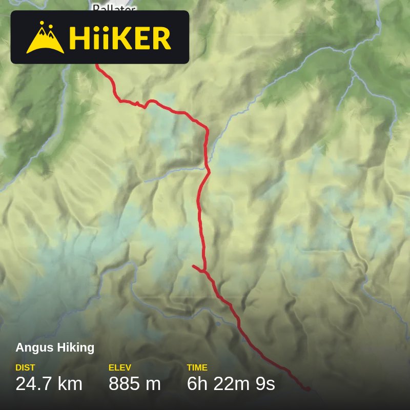 A map preview of the recording Angus Hiking.