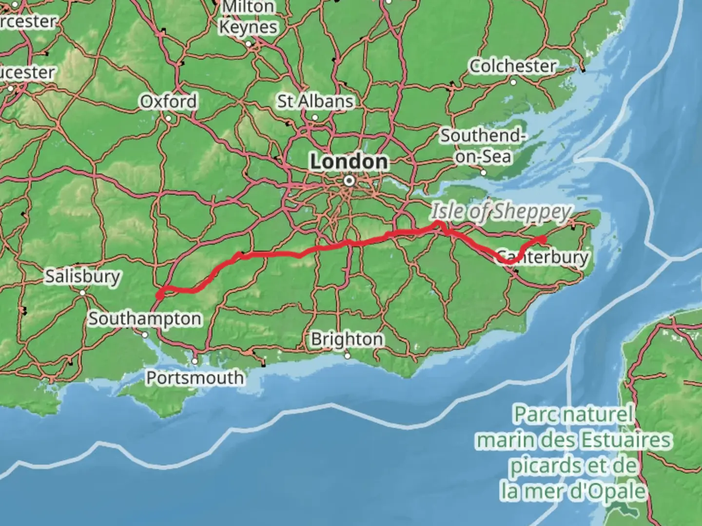 An image depicting the trail Pilgrims way and its surrounding area.