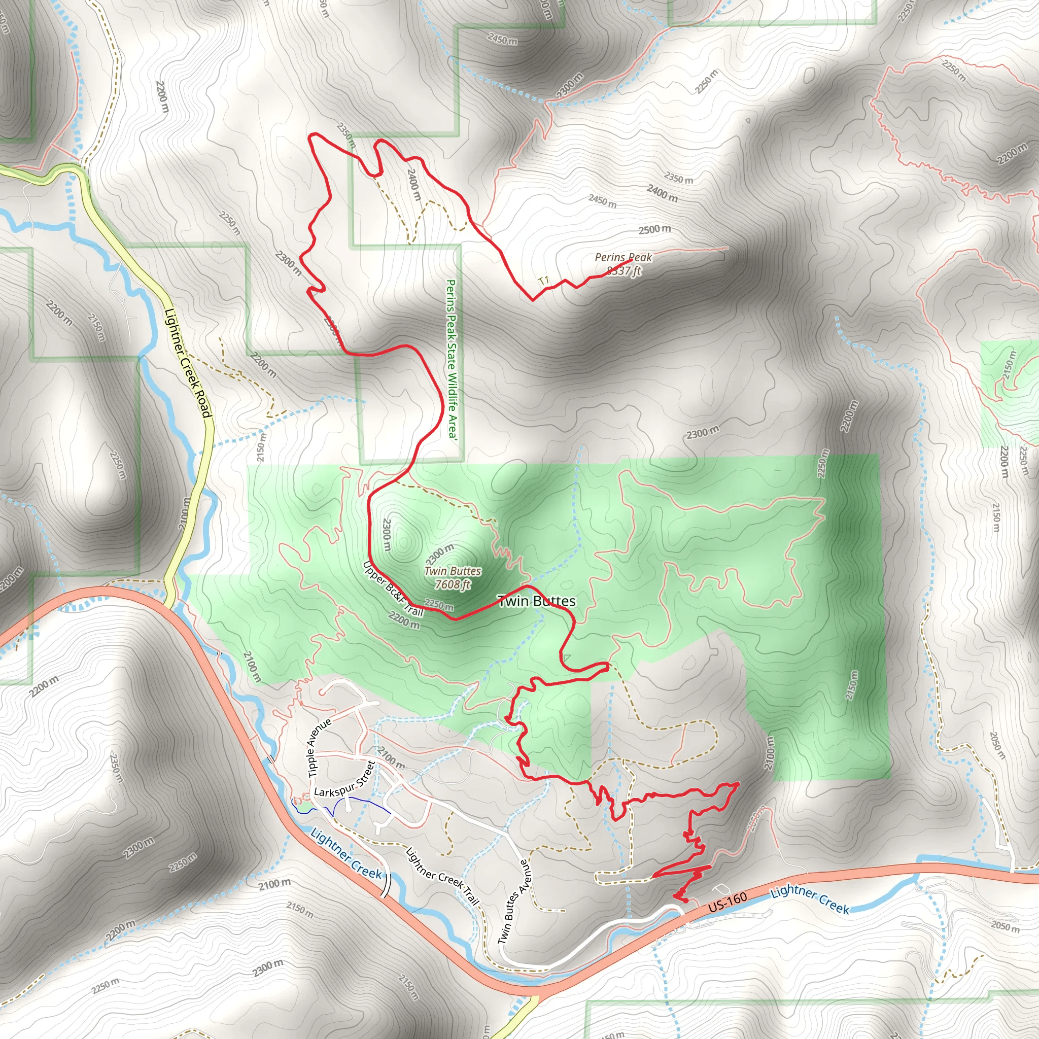 Twin Buttes and Perins Peak Walk mobile static map