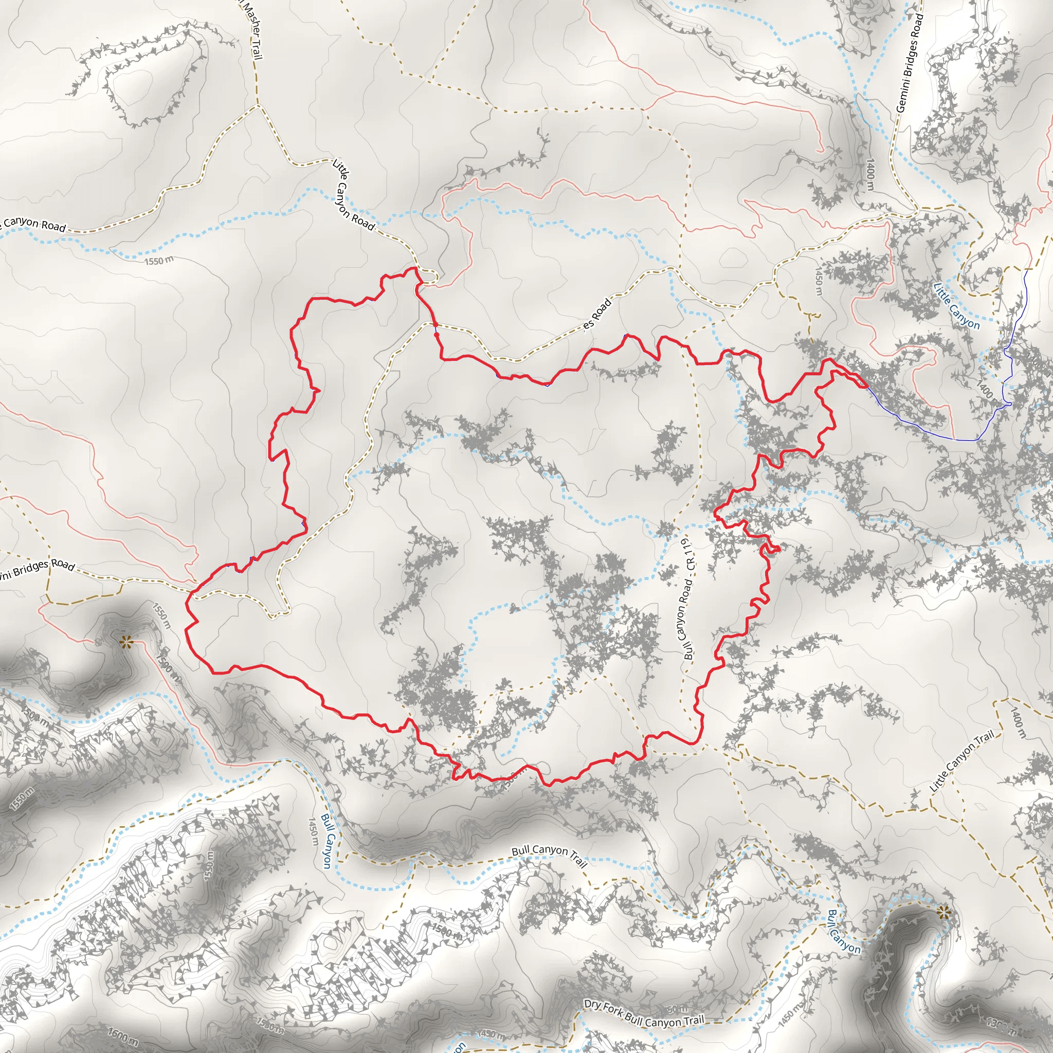 Arth's, Great Escape and Little Canyon Loop mobile static map