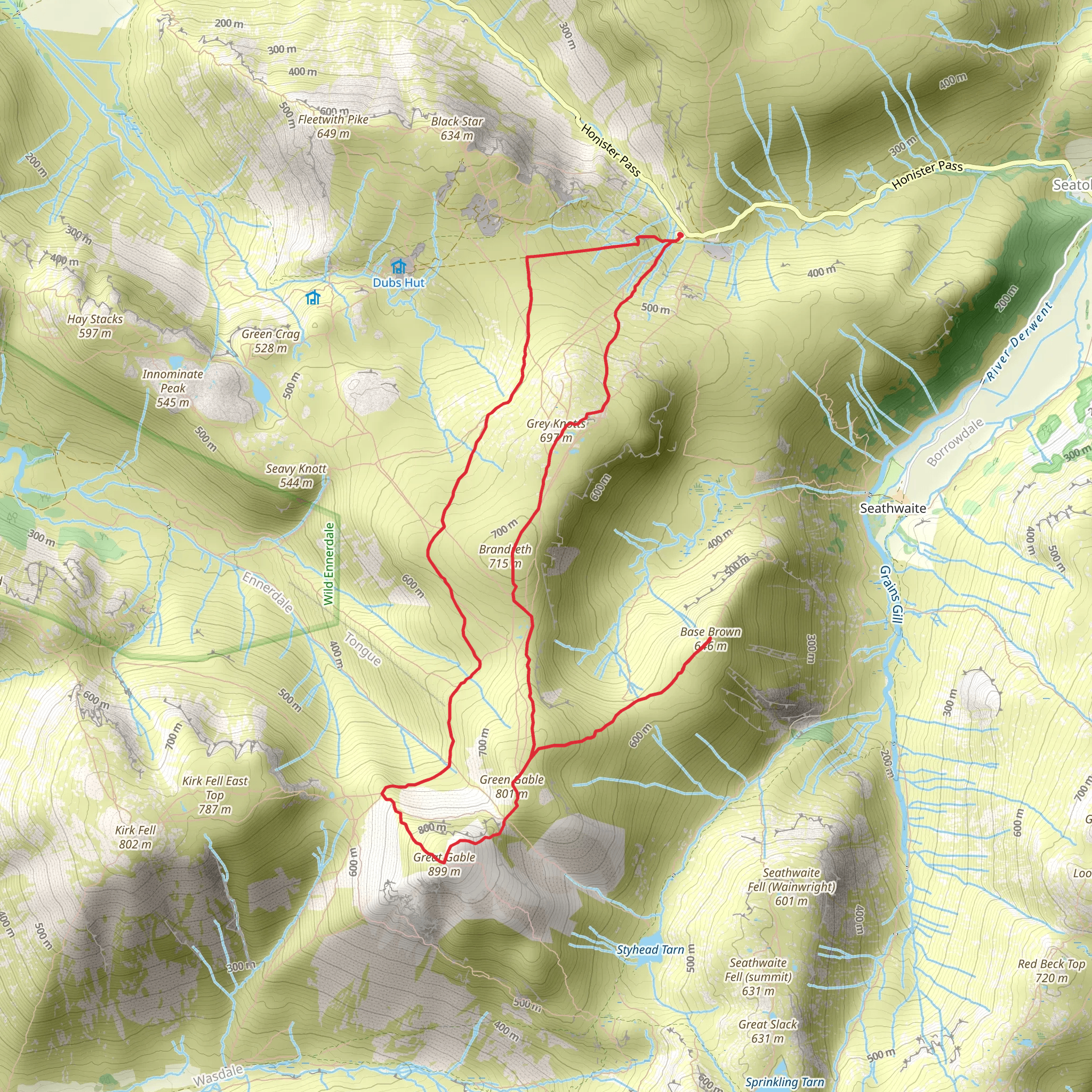 Green Gable, Base Brown, Brandreth and Grey Knotts Loop mobile static map