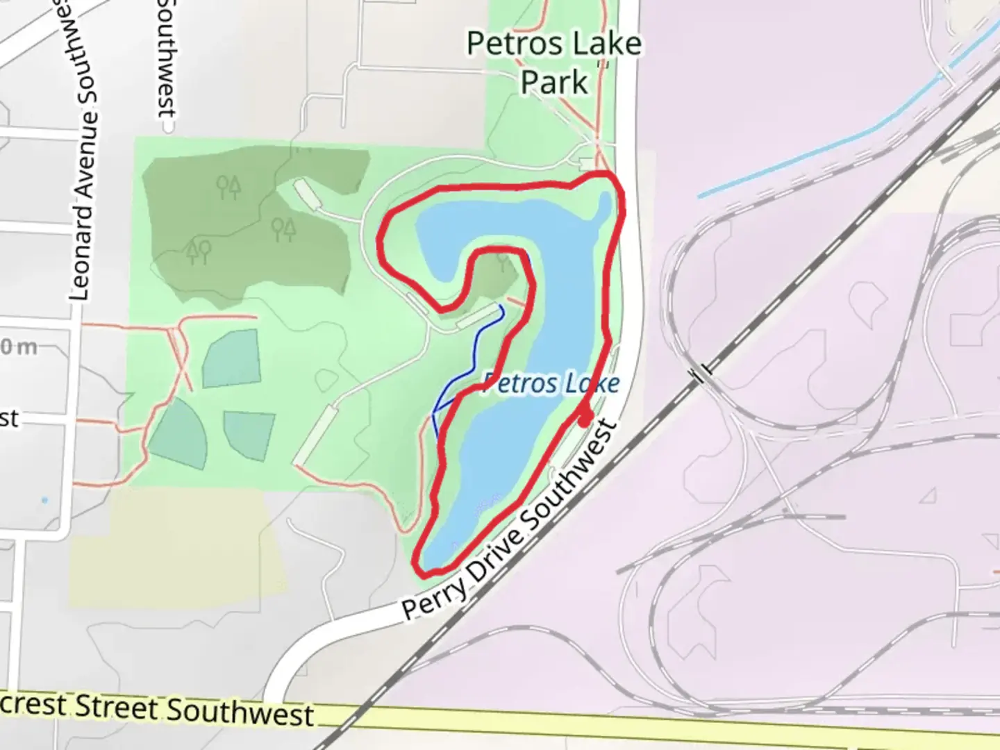 An image depicting the trail Petros Lake Loop and its surrounding area.