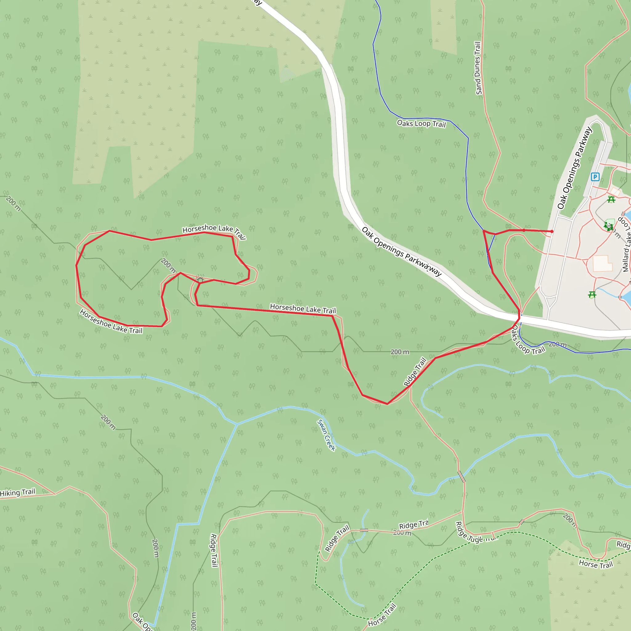 Ridge Trail and Horseshoe Lake Loop Trail Loop mobile static map