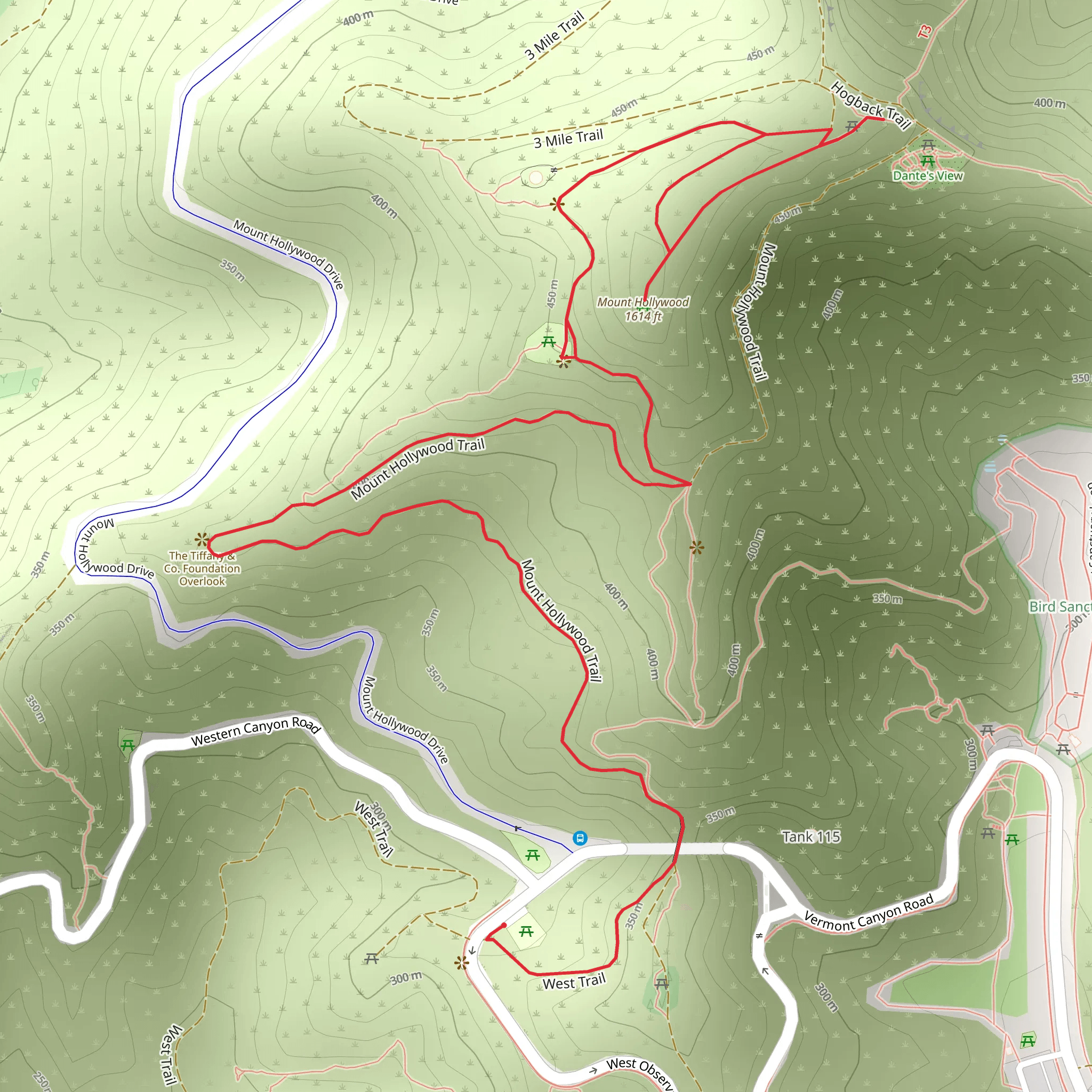 Mount Hollywood Trail mobile static map
