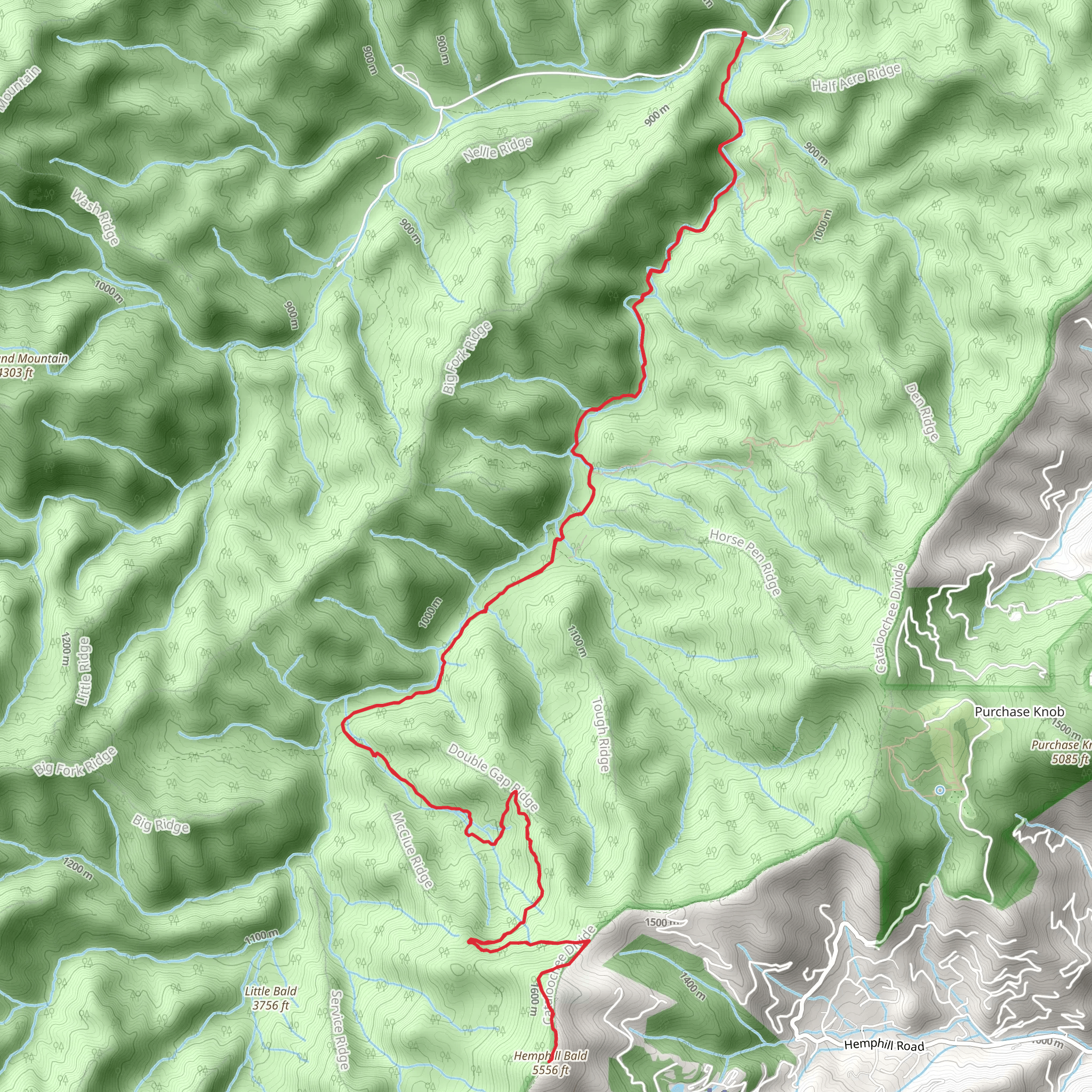 Hemphill Bald via Caldwell Fork Trail mobile static map