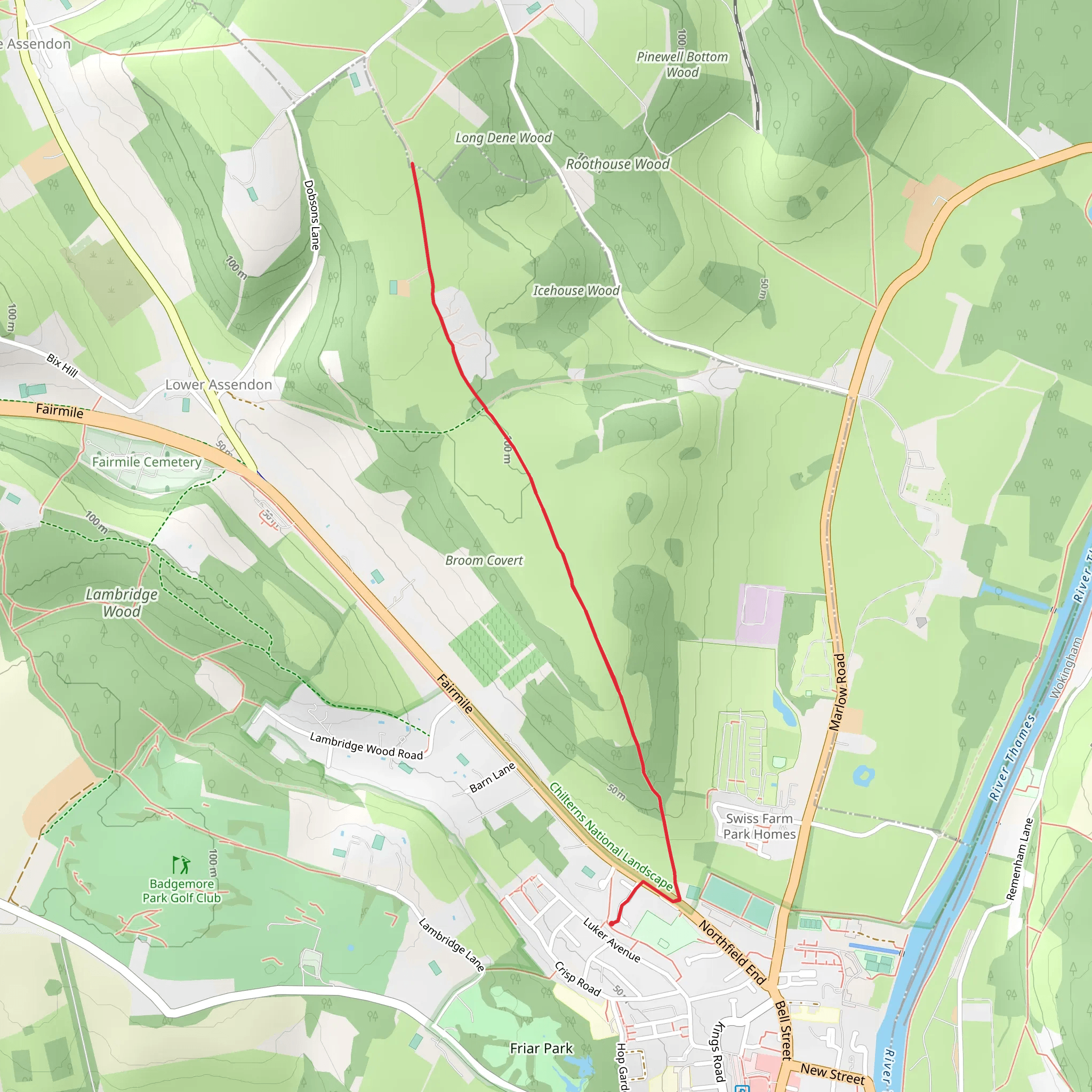 No Man's Hill via Oxfordshire Way mobile static map