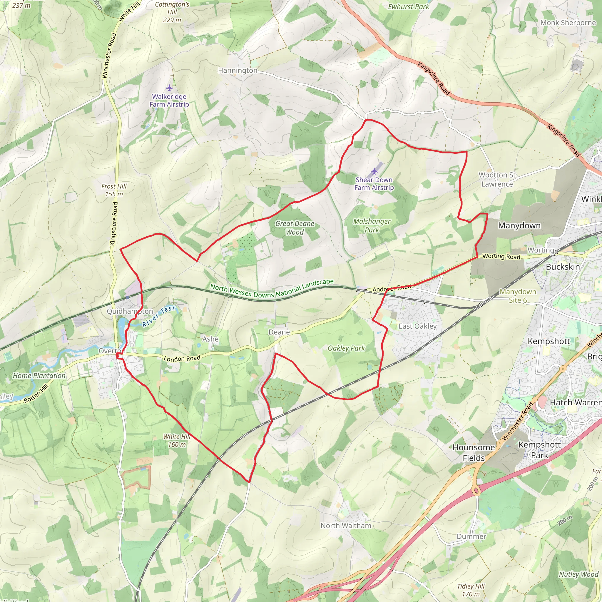 Overton, Quidhampton and East Oakley Loop mobile static map