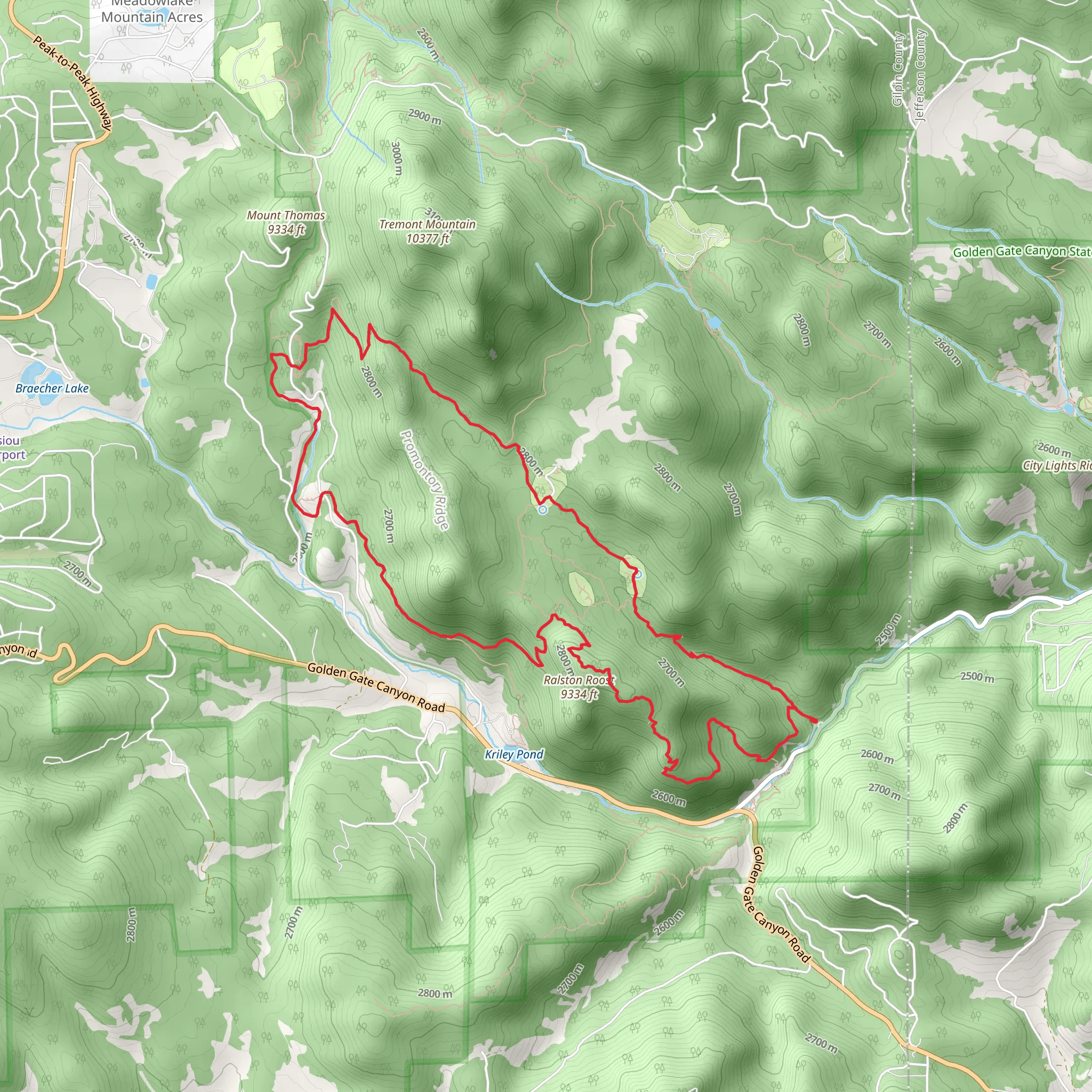 Black Bear Trail, Mule Deer Trail and Horseshoe Trail Loop mobile static map