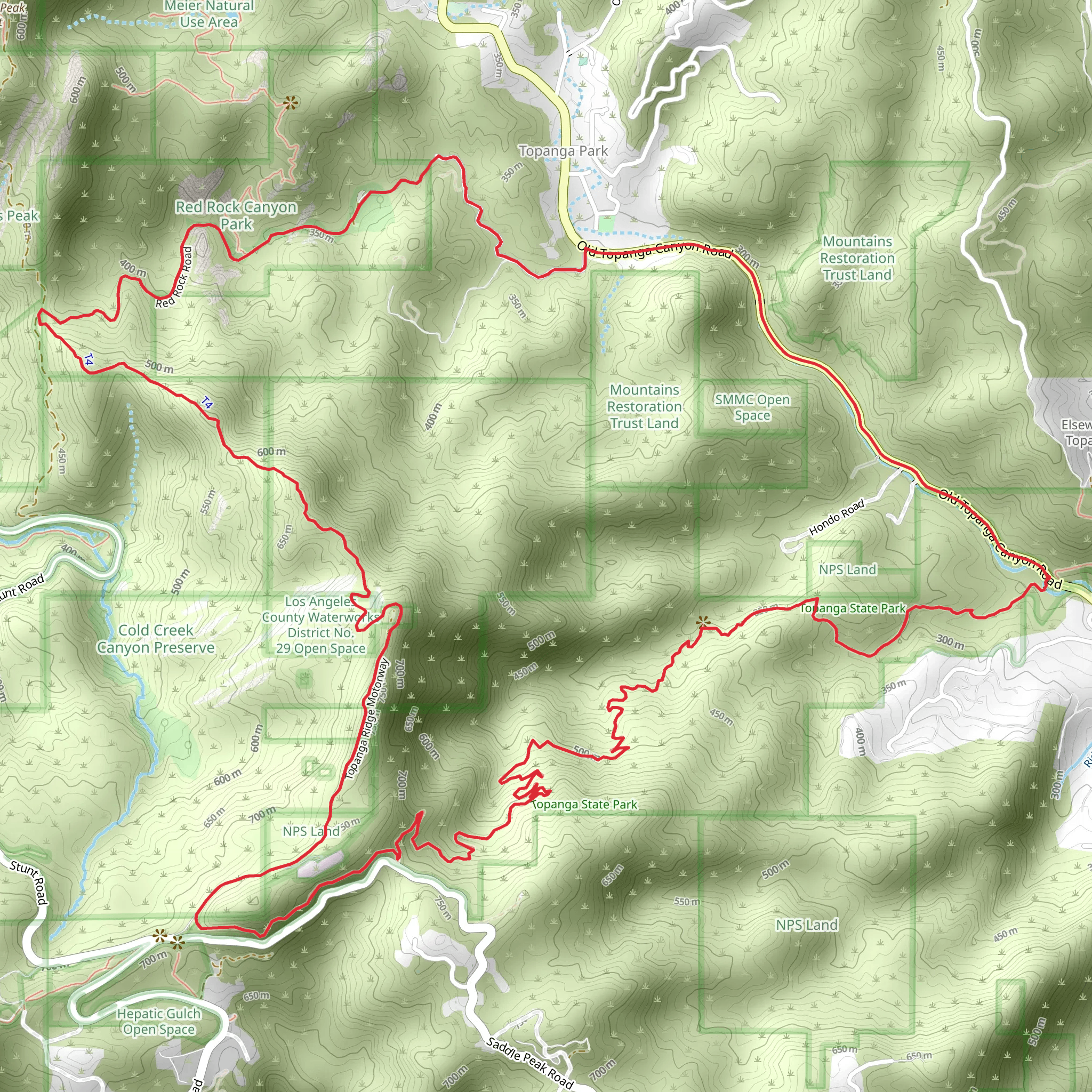 Red Rock Road and Topanga Ride Loop Trail mobile static map
