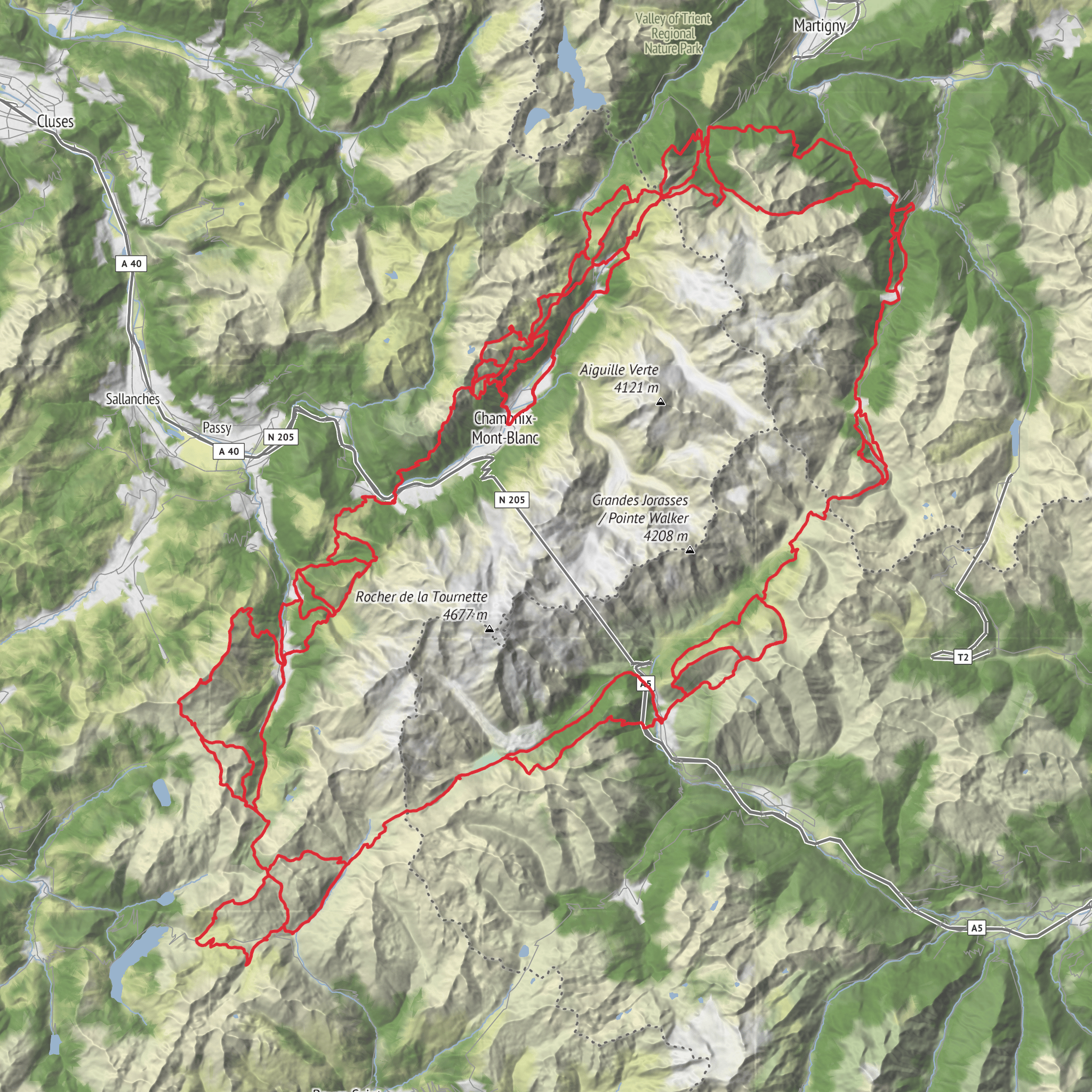 Tour du Mont Blanc mobile static map