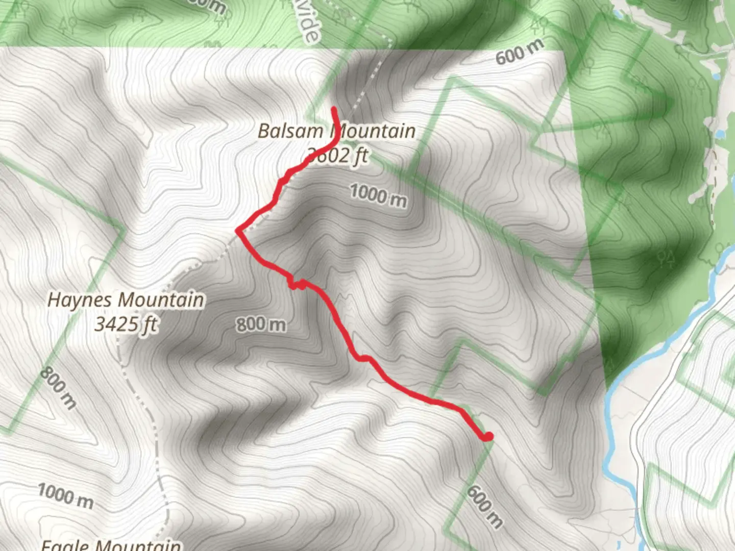 An image depicting the trail Balsam Mountain Trail and its surrounding area.