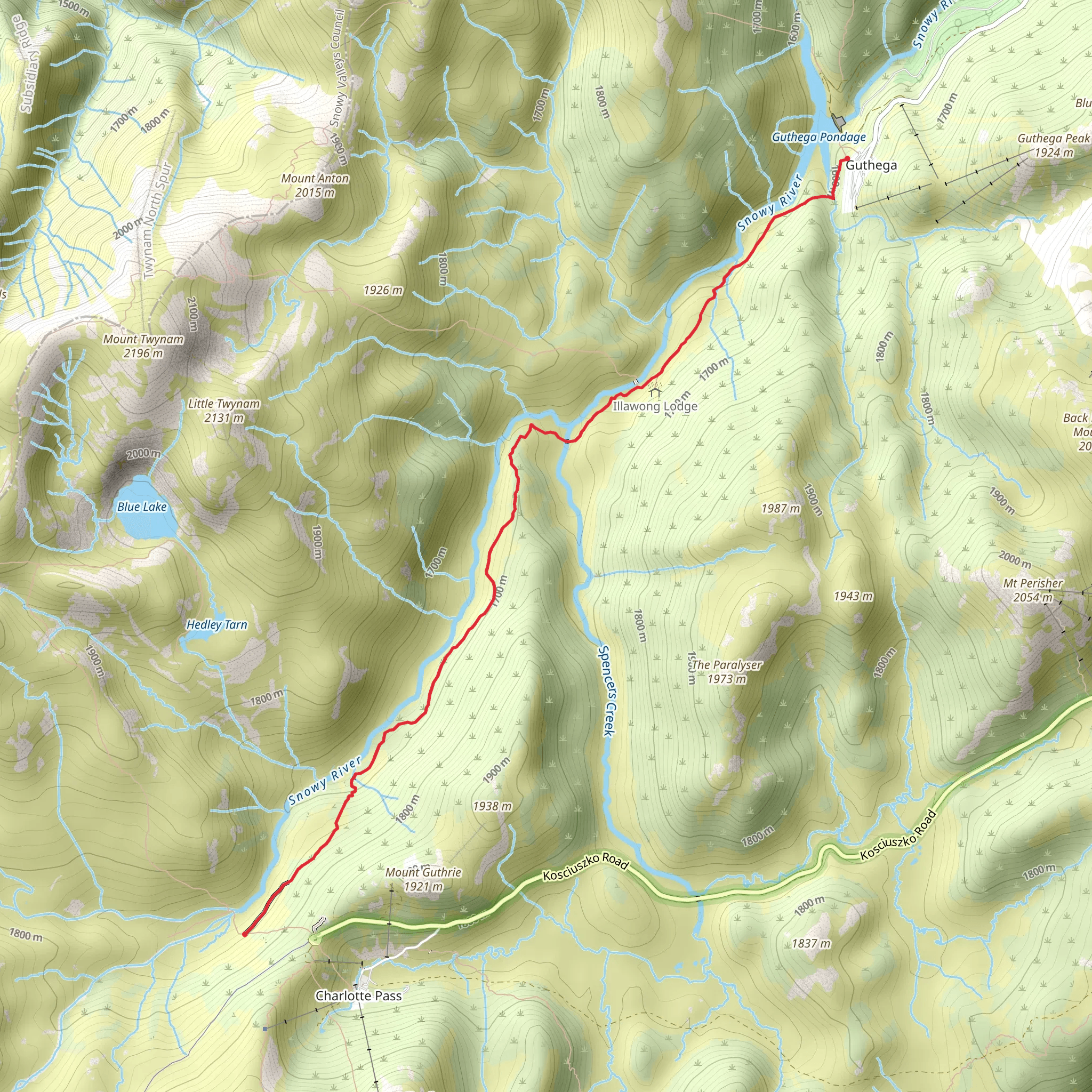 Guthega to Charlotte Pass Walk mobile static map