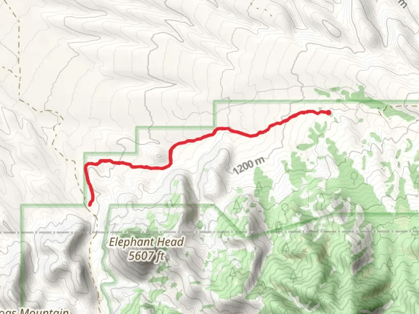 An image depicting the trail Cow Trail and its surrounding area.
