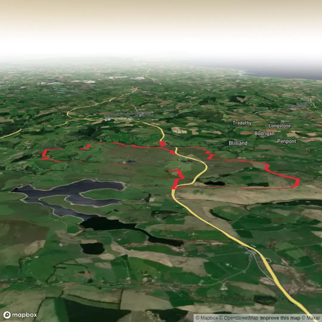 An image depicting the trail Bodmin - Day 1 and its surrounding area.