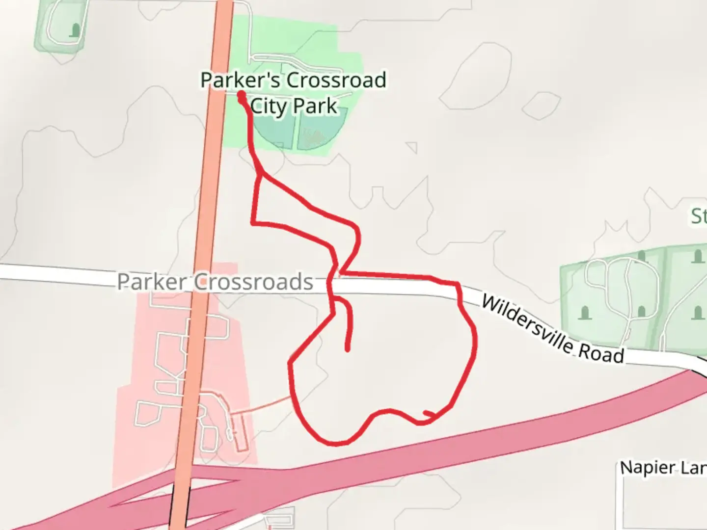 An image depicting the trail Wildersville Road Loop and its surrounding area.