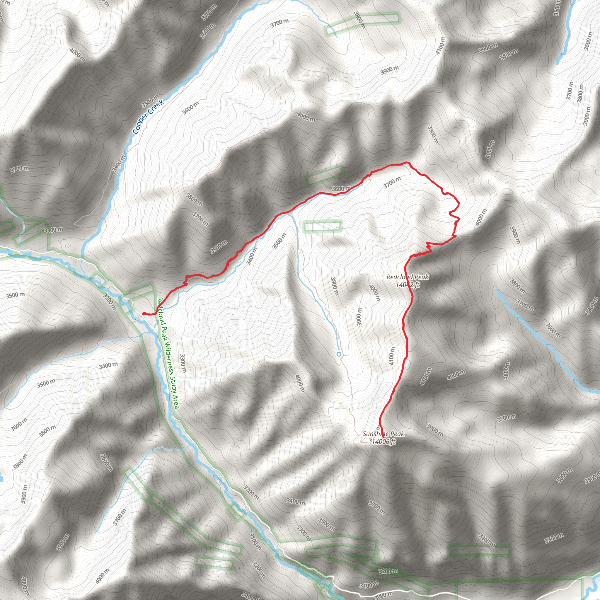 Sunshine Peak via Redcloud Peak Trail mobile static map