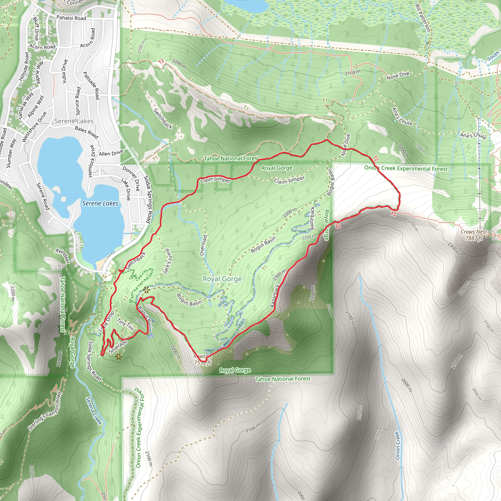 Rowton Peak Trail and Razorback Loop mobile static map