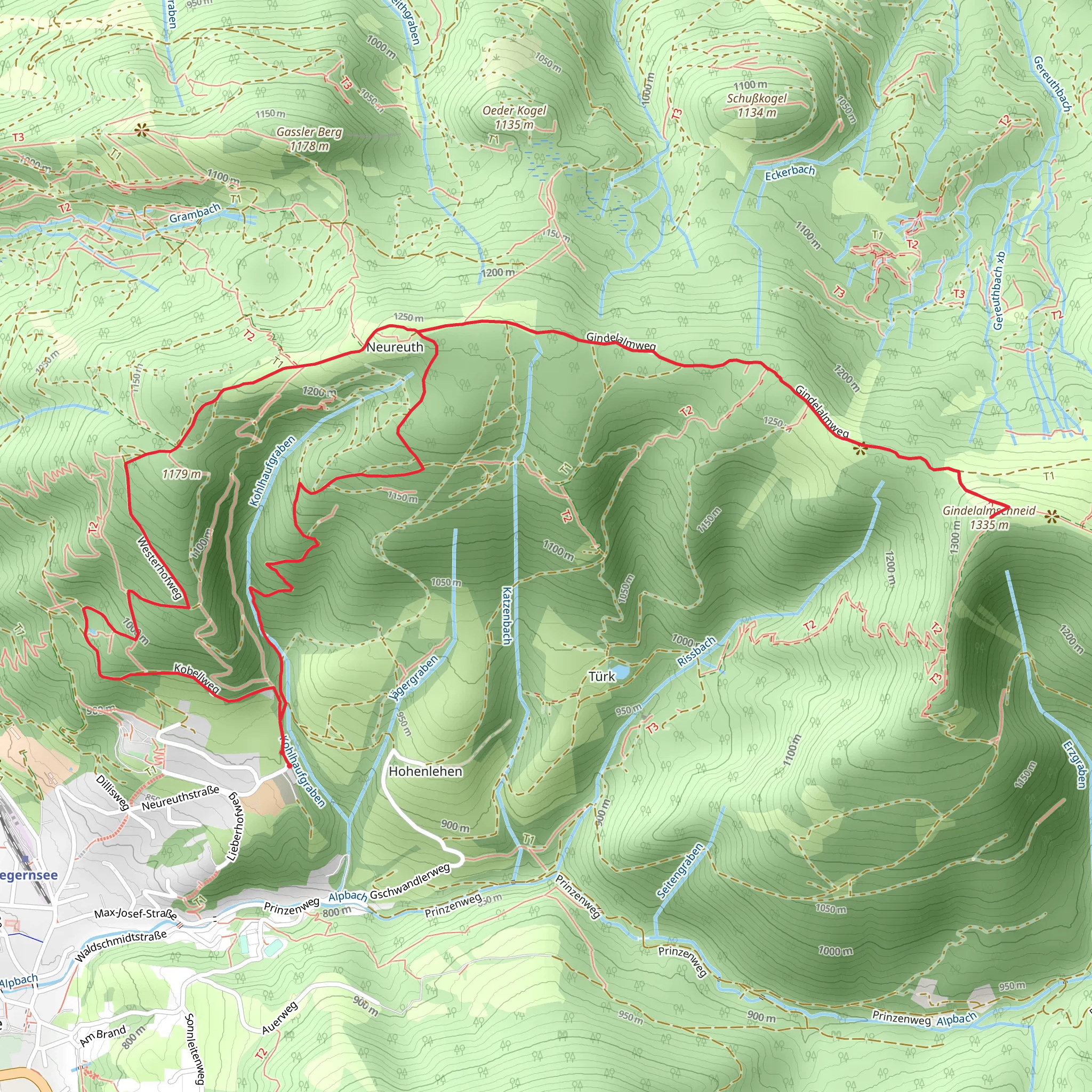 Gindelalmschneid and Neureuth Haus Loop via Ostiner Berg mobile static map