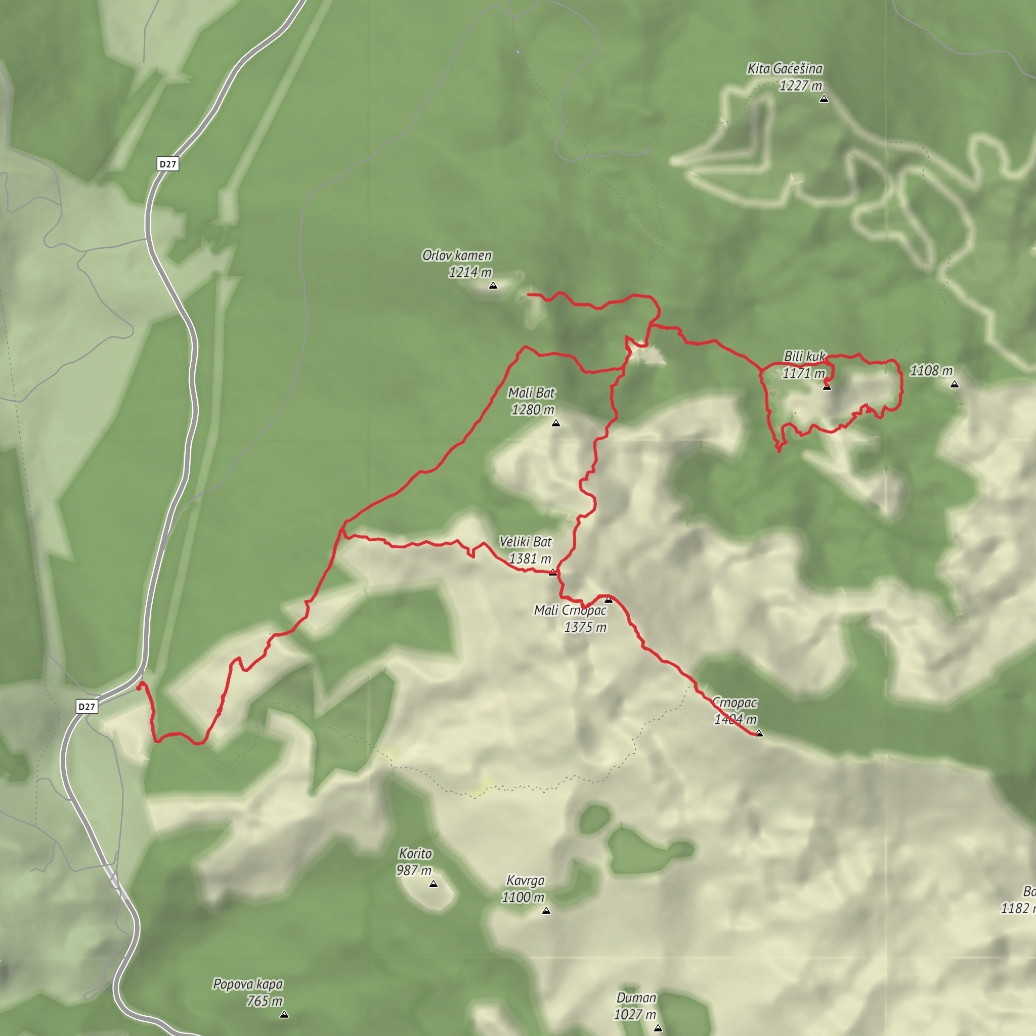 Via ferrat Bat - Crnopac - Mali princ - Orlov kamen mobile static map