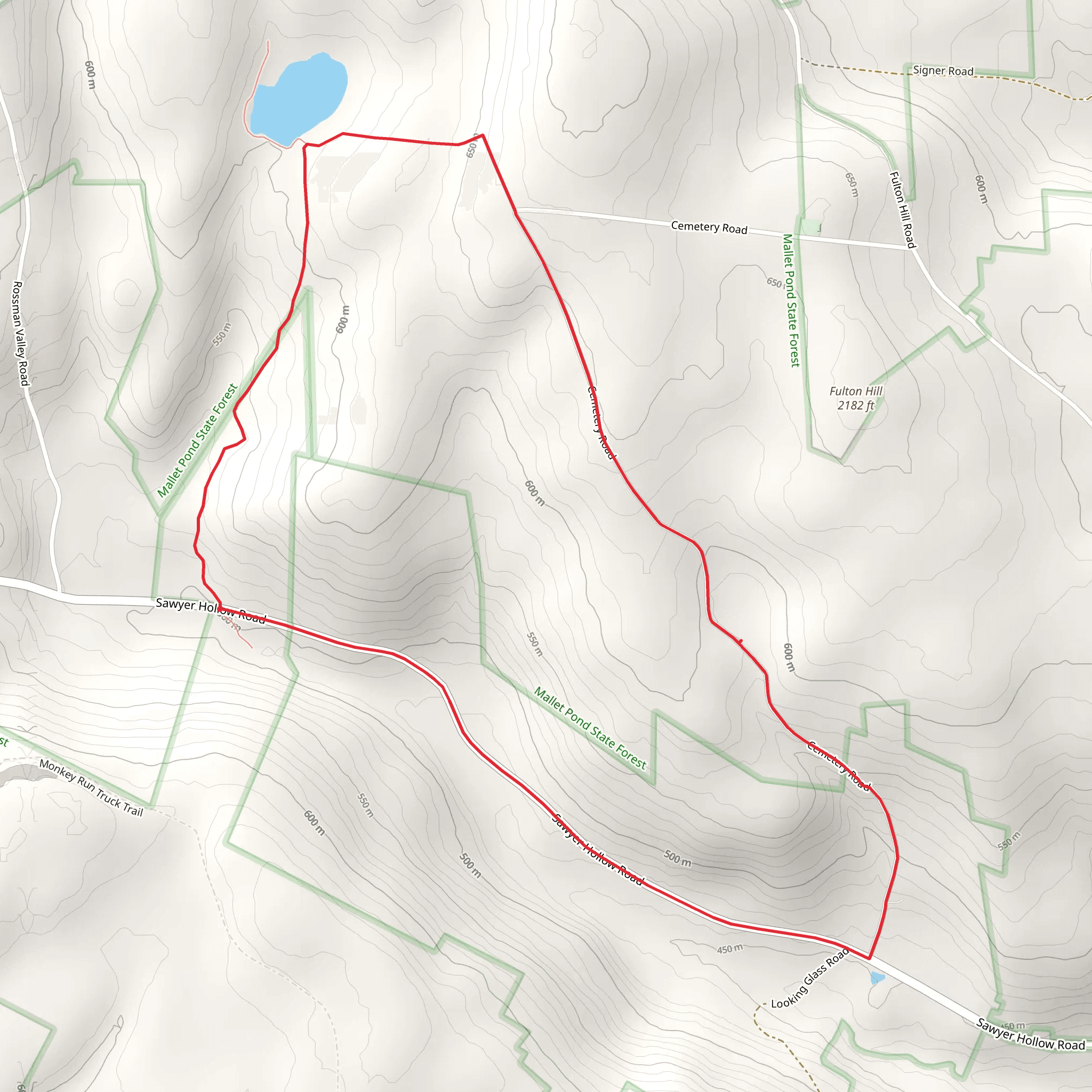 Sawyer Hollow Road North Loop Trail mobile static map