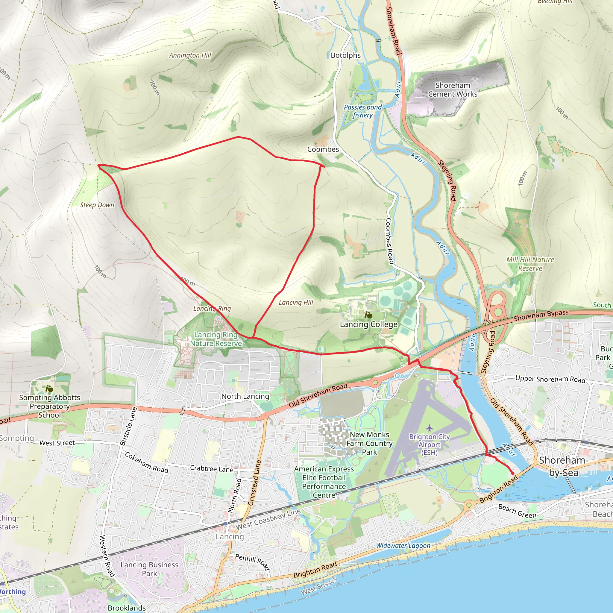 Coombes Loop from Adur Recreation Site mobile static map