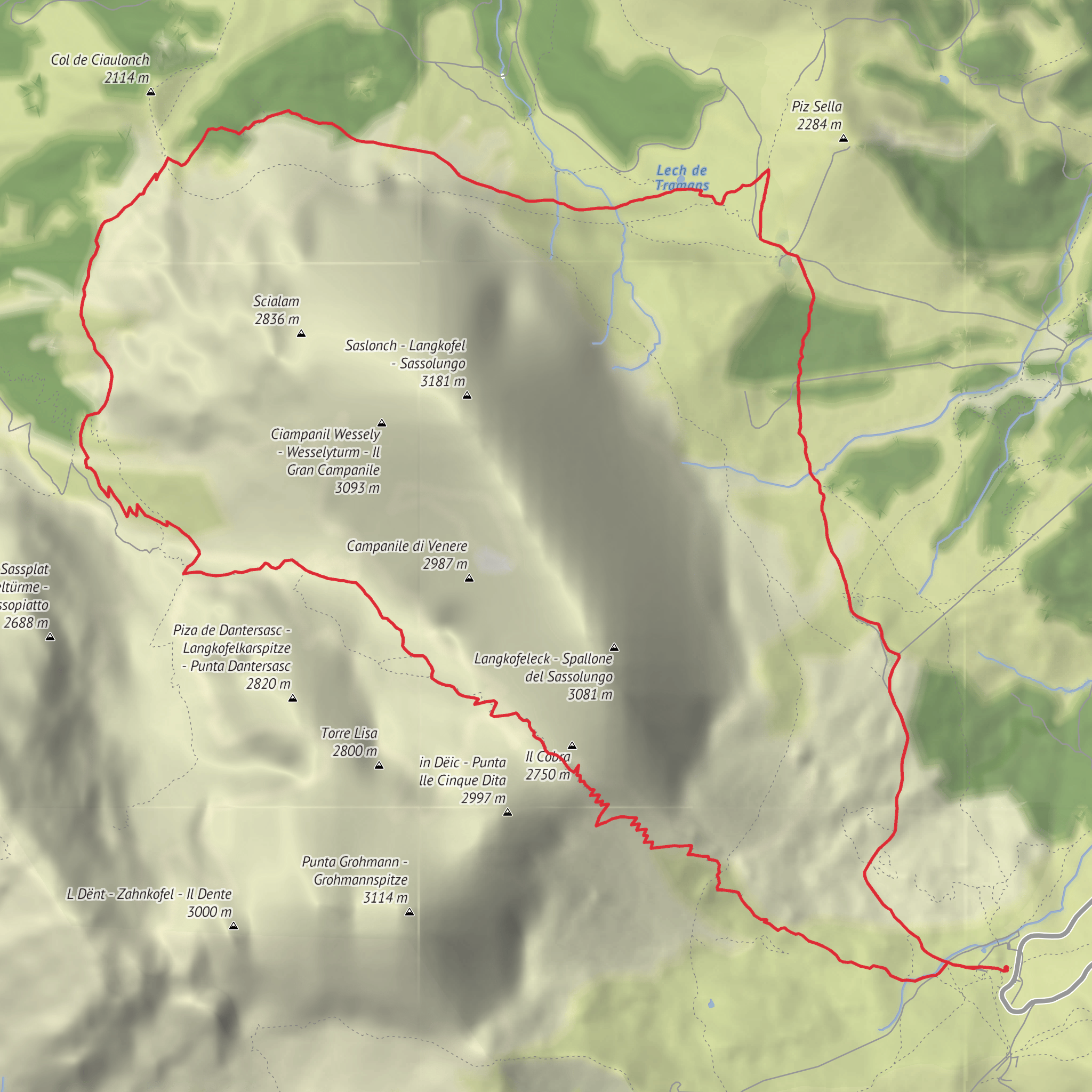 Hike 1 - Piz Sella - Ciaulong | Sassolungo Cable Cars mobile static map