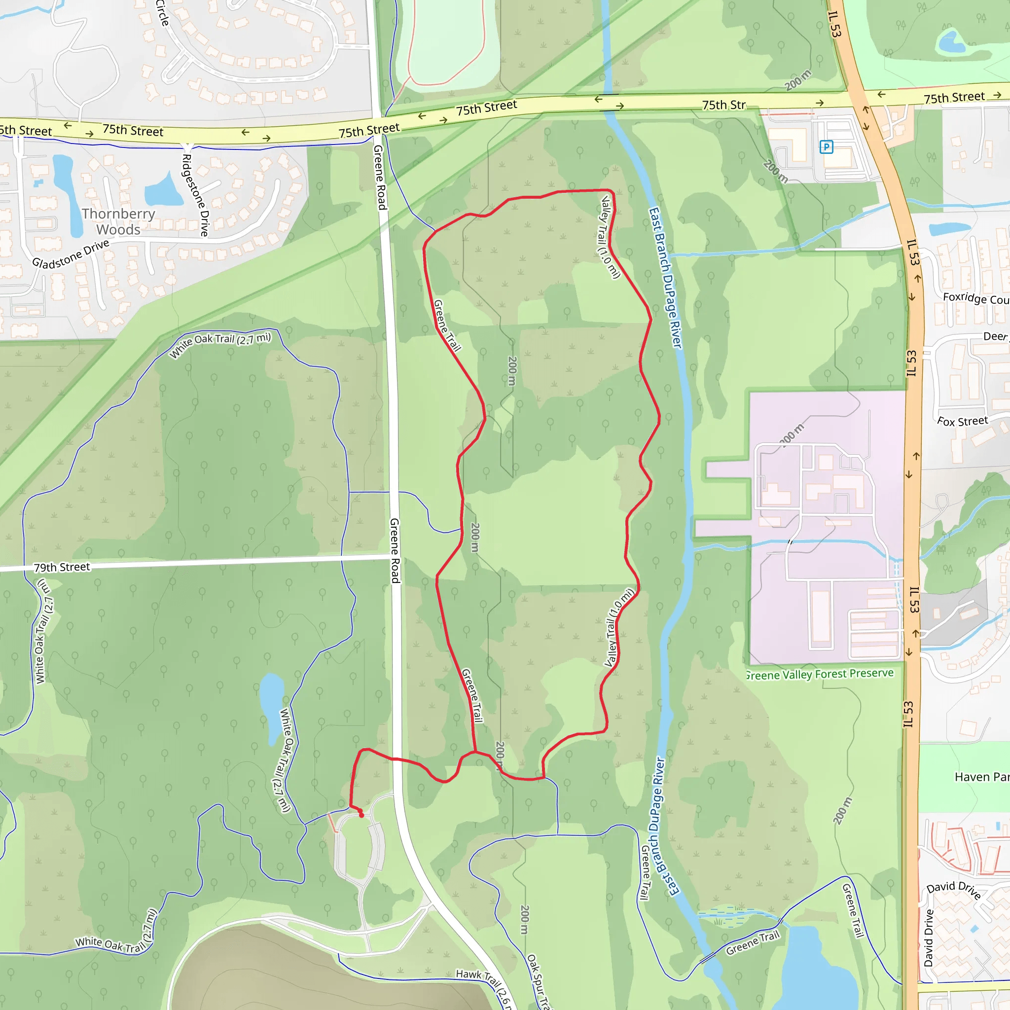 Greene and Valley Loop Trail mobile static map