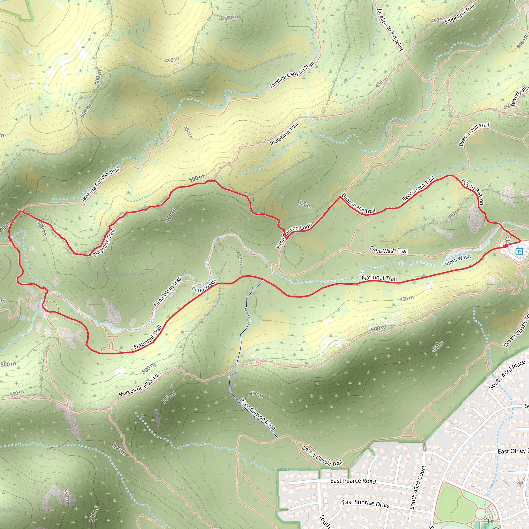 Pima West and Maricopa Loop Trail mobile static map